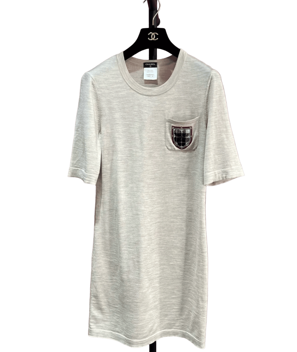 CHANEL GREY T-Shirt DRESS 36 FT102087