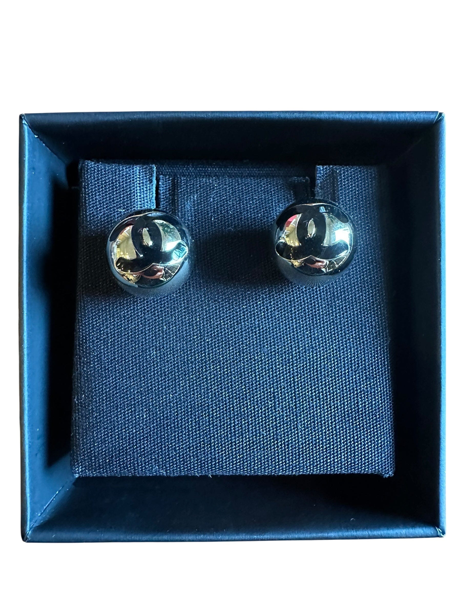 Chanel Gold Ball with Black CC Earrings