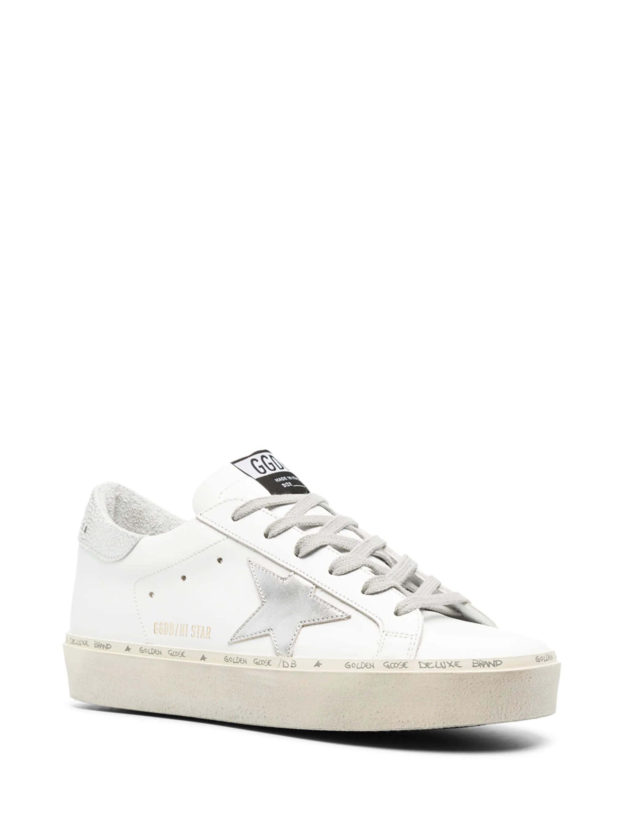 Golden Goose Hi Star trainers with star and metallic silver heel