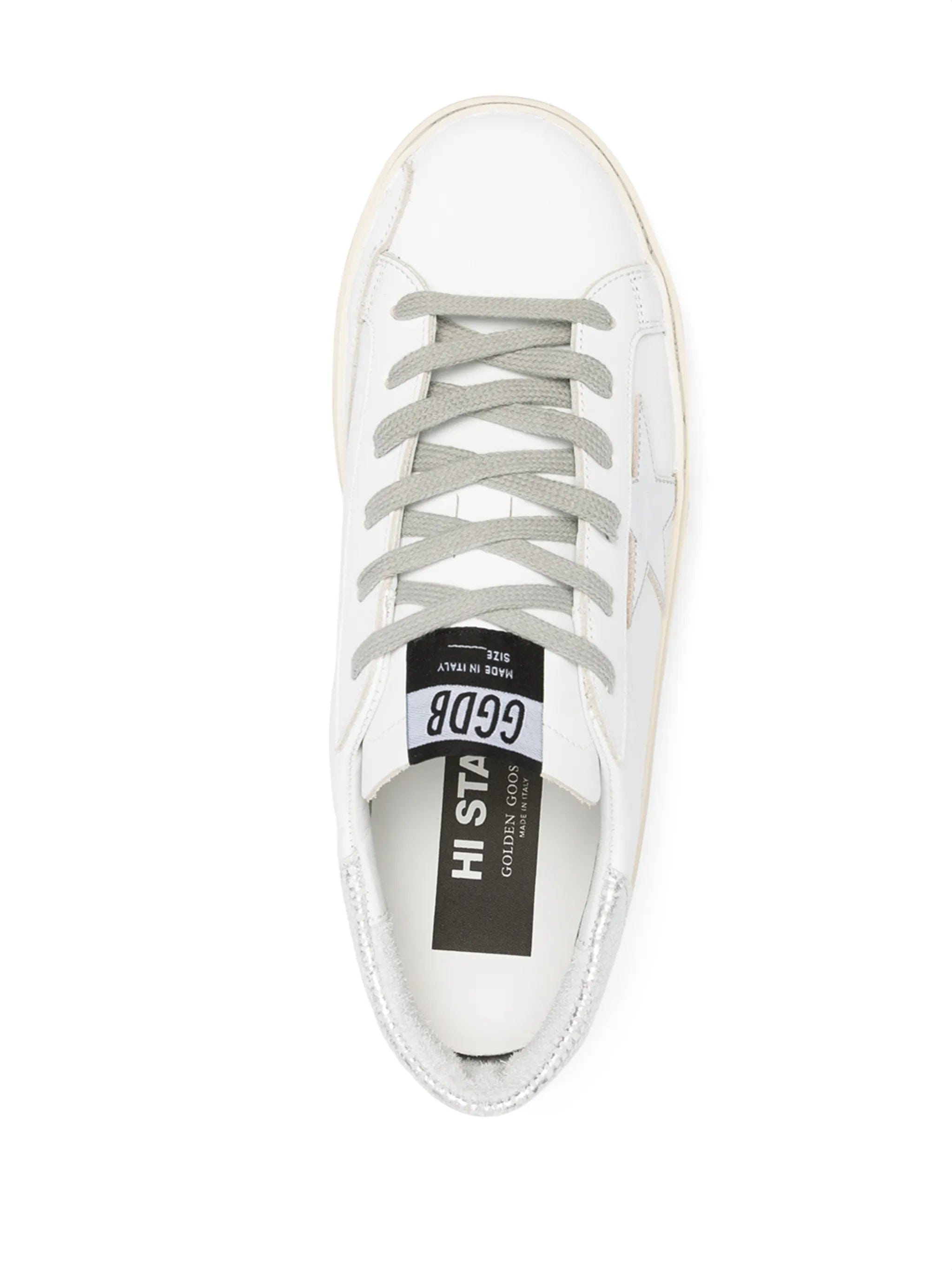 Golden Goose Hi Star trainers with star and metallic silver heel