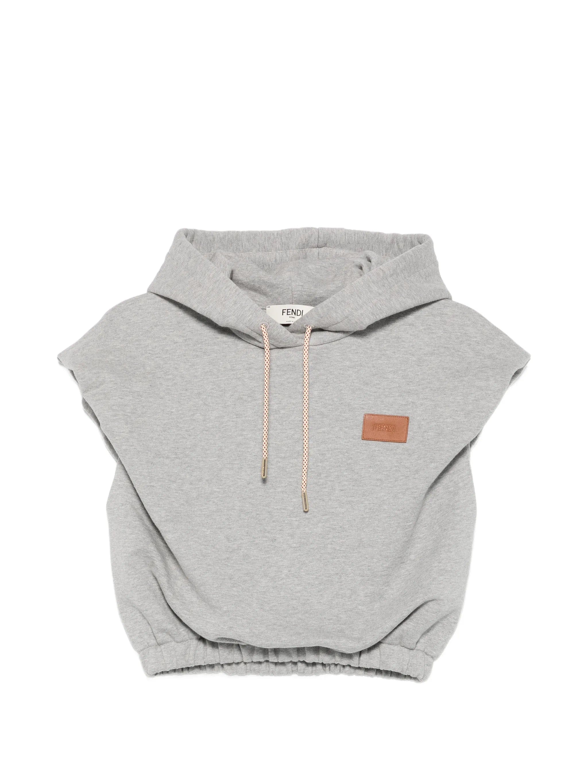 Fendi logo - patch sleeveless hoodie