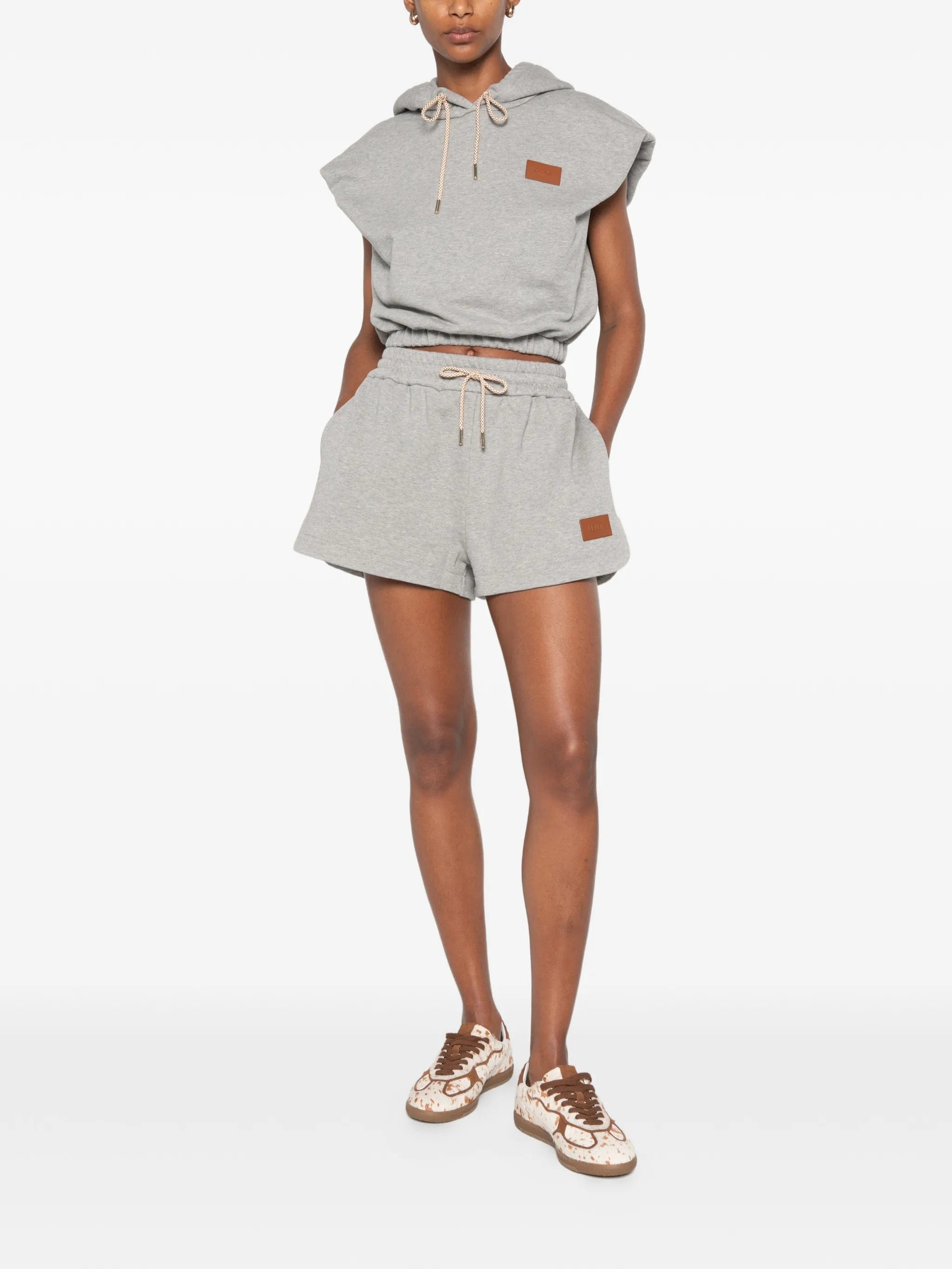 Fendi logo - patch sleeveless hoodie