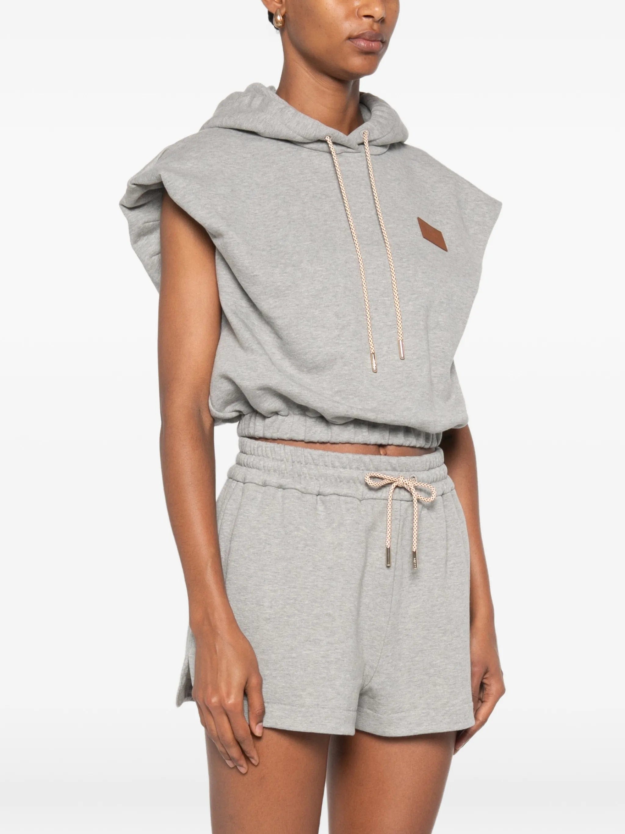 Fendi logo - patch sleeveless hoodie