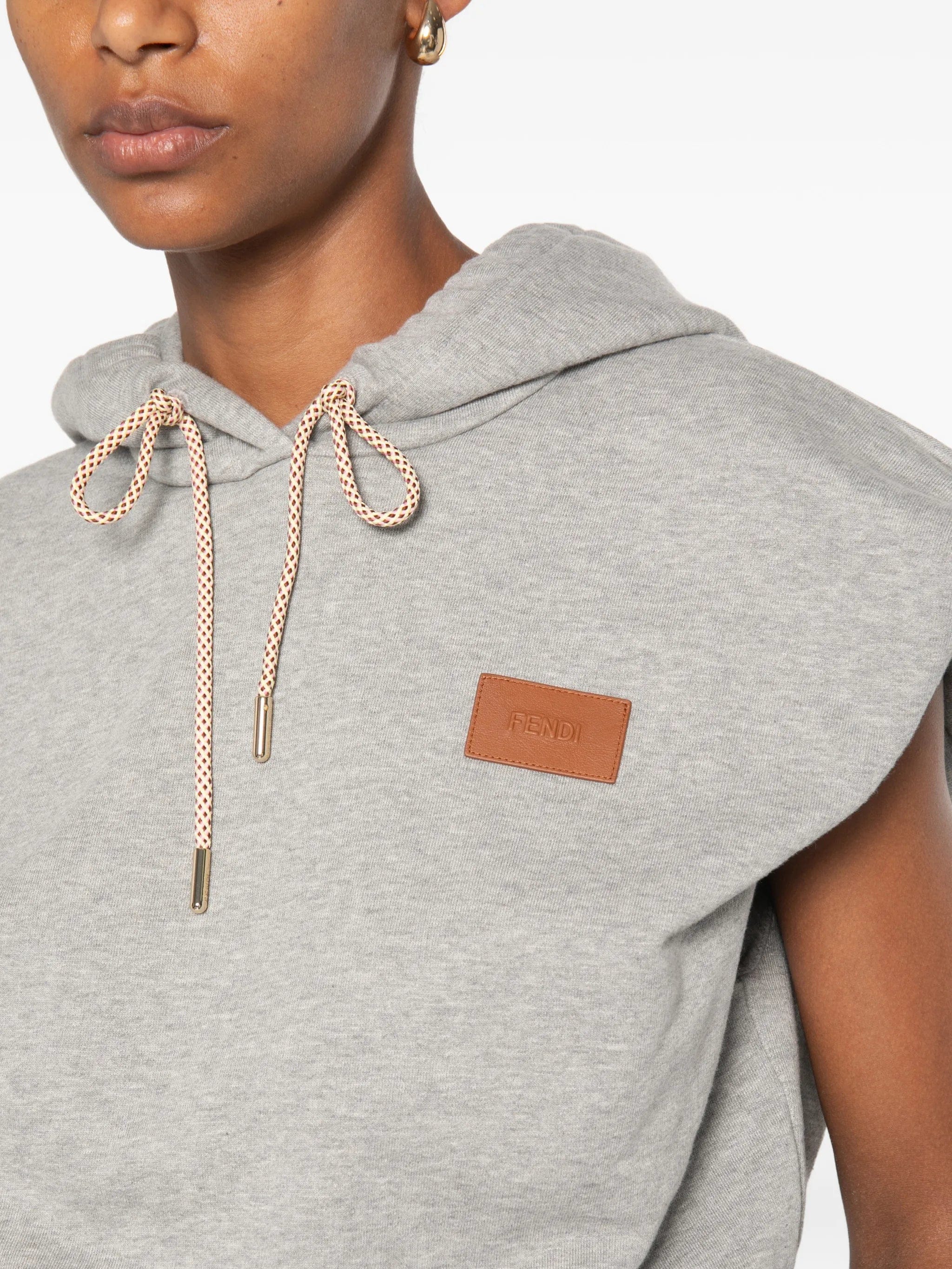Fendi logo - patch sleeveless hoodie