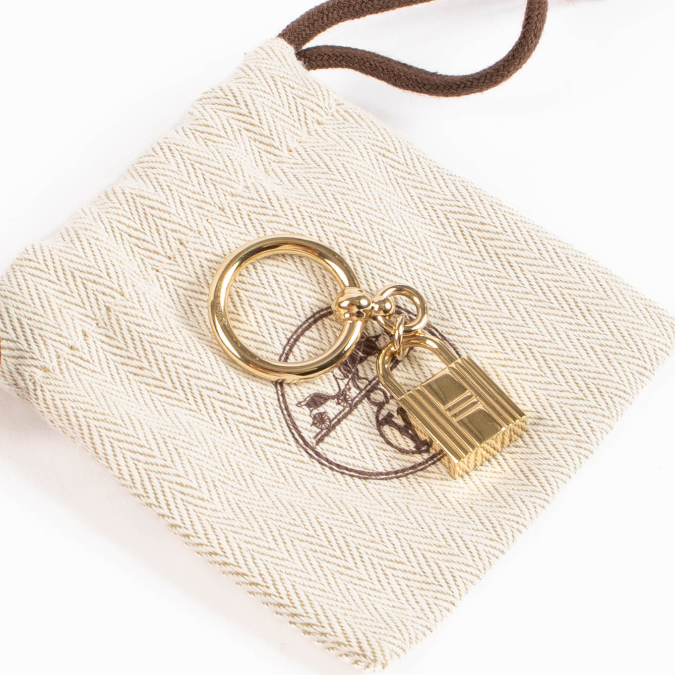 Hermes Gold Cadena Padlock Scarf Ring/Necklace Pendant
