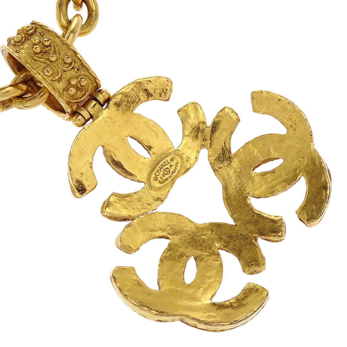 Chanel Triple CC Pendant Necklace Gold 94A