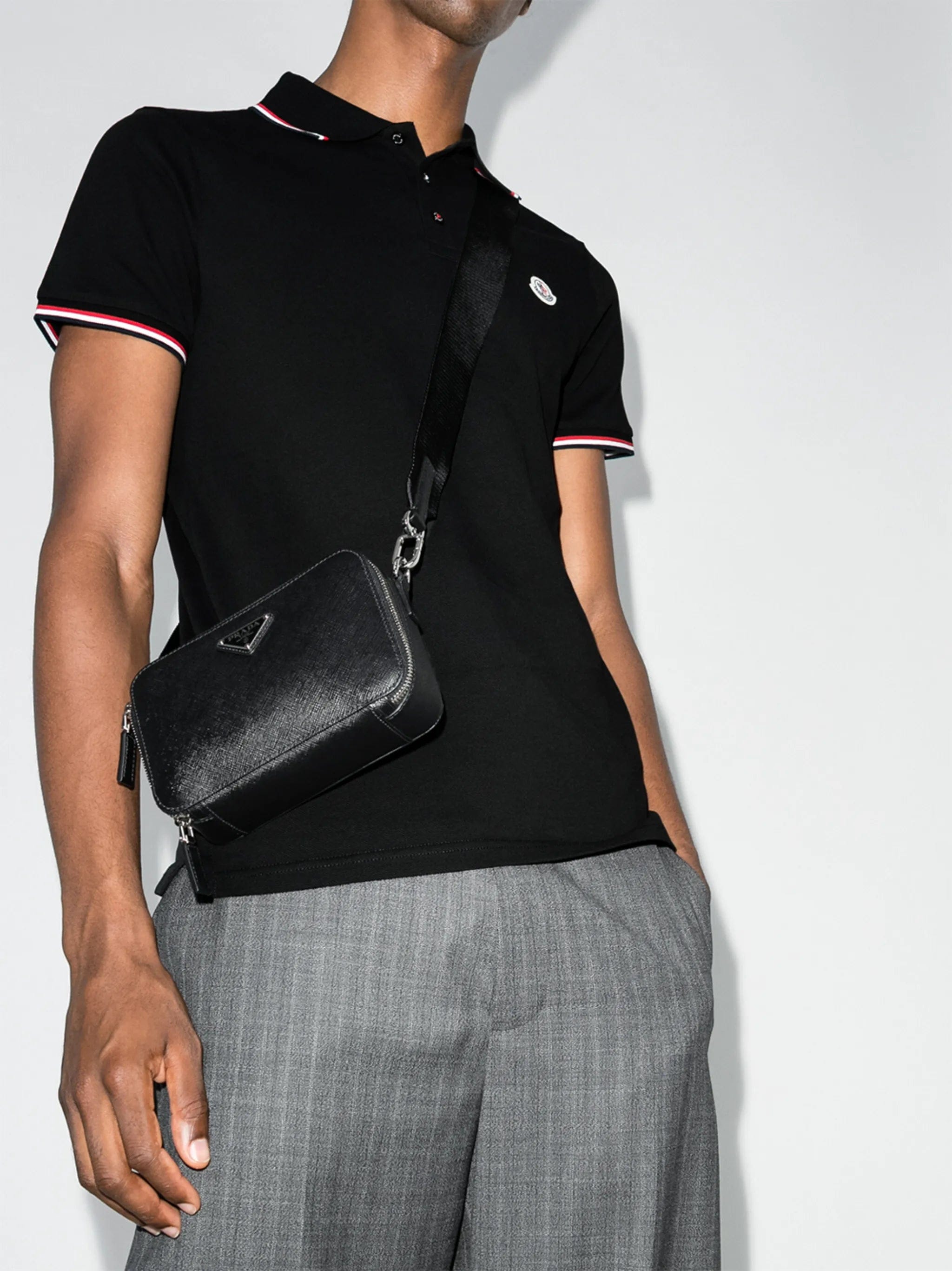 Moncler logo - patch striped - trim polo shirt