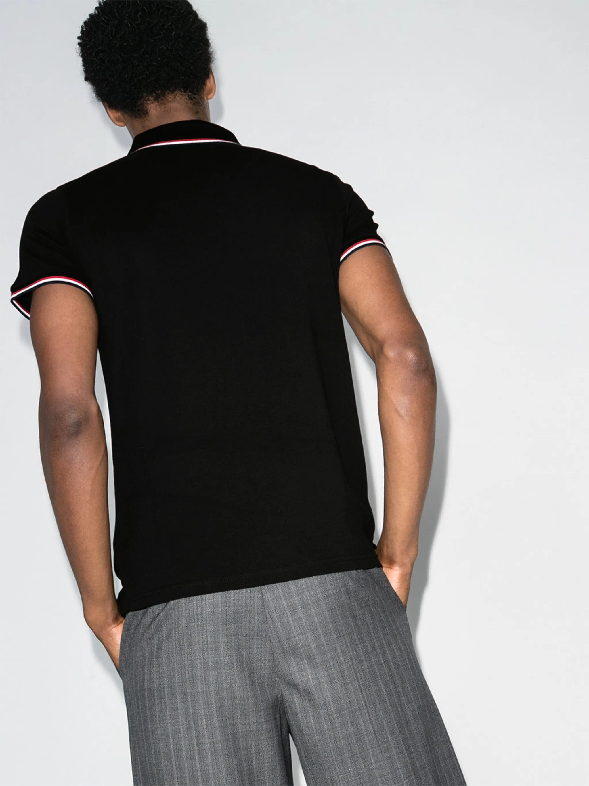 Moncler logo - patch striped - trim polo shirt