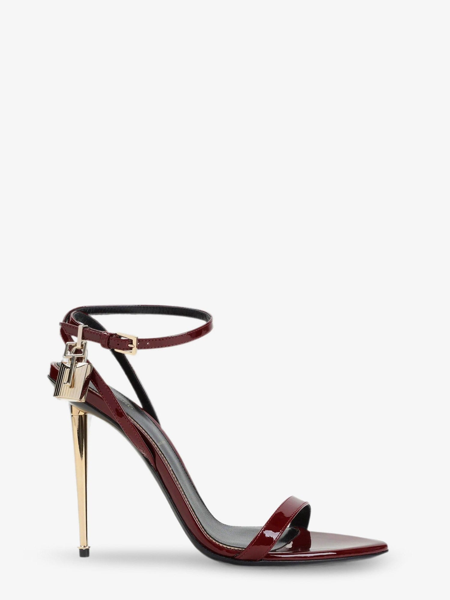 TOM FORD Patent leather sandals with iconic metal padlock