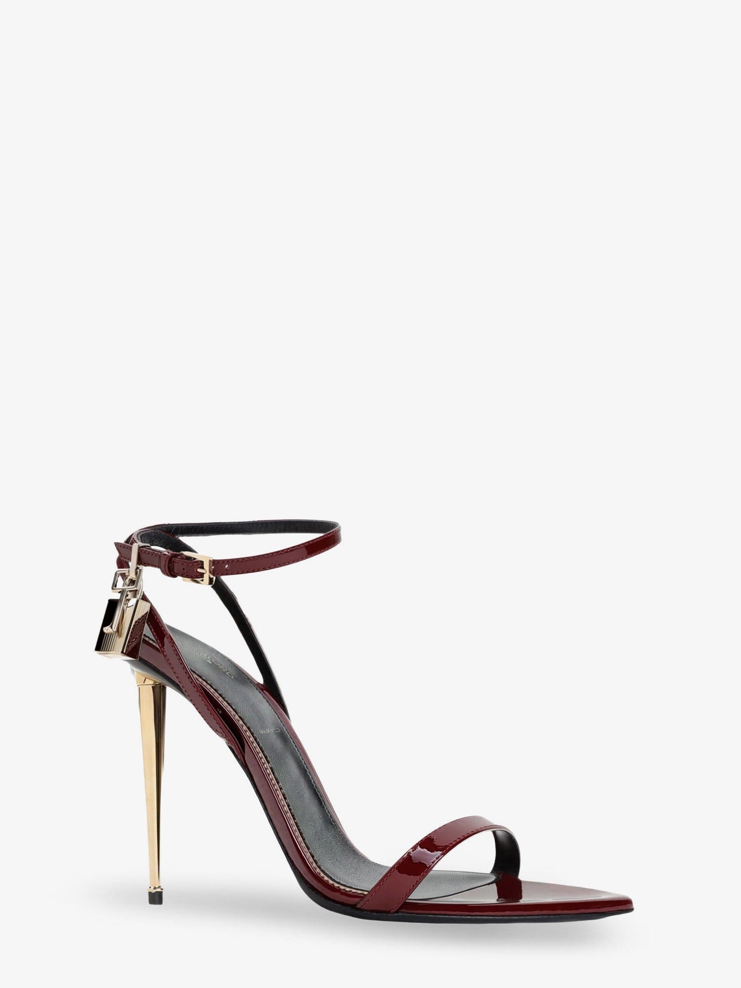 TOM FORD Patent leather sandals with iconic metal padlock