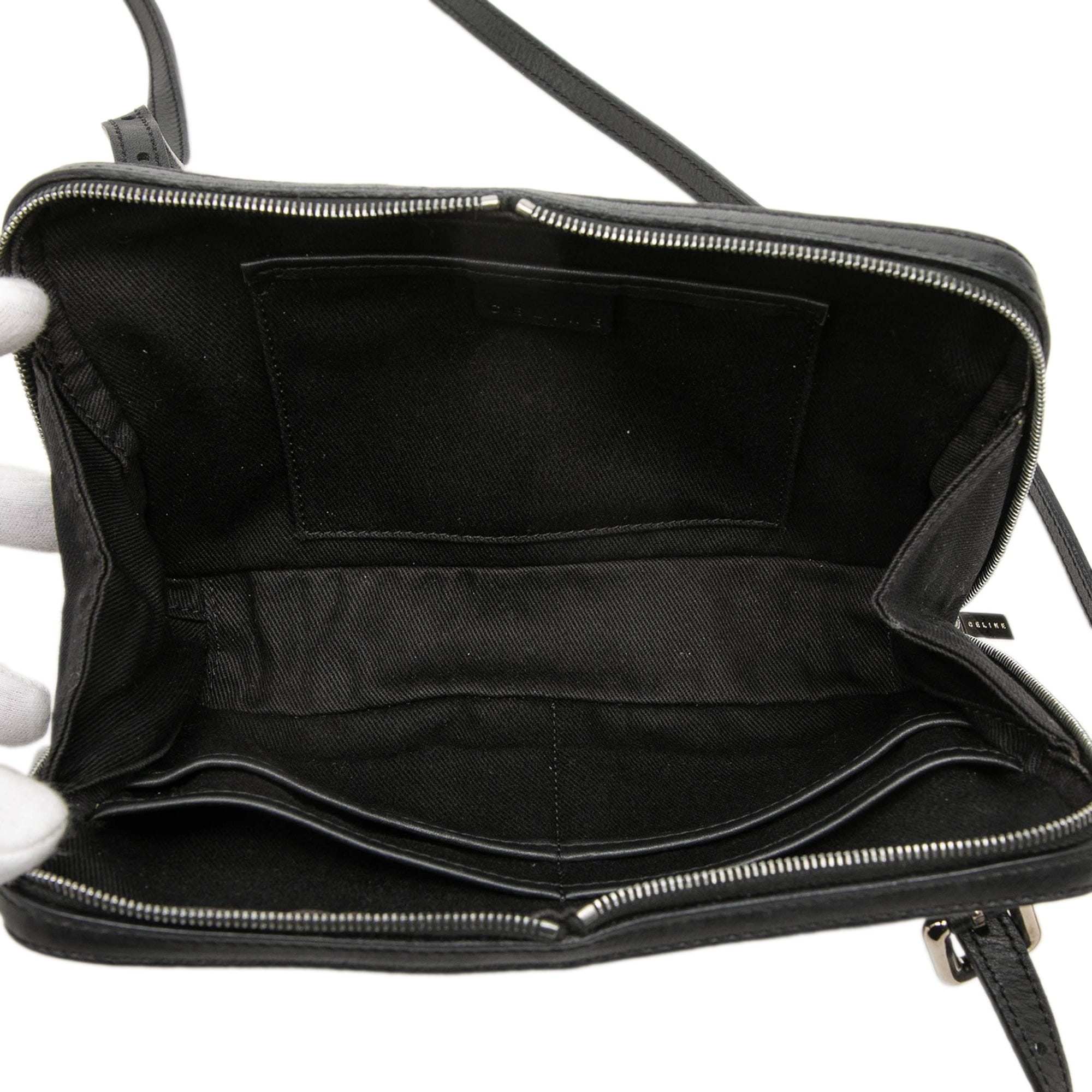 Celine Leather Trimmed Macadam Canvas Messenger Bag