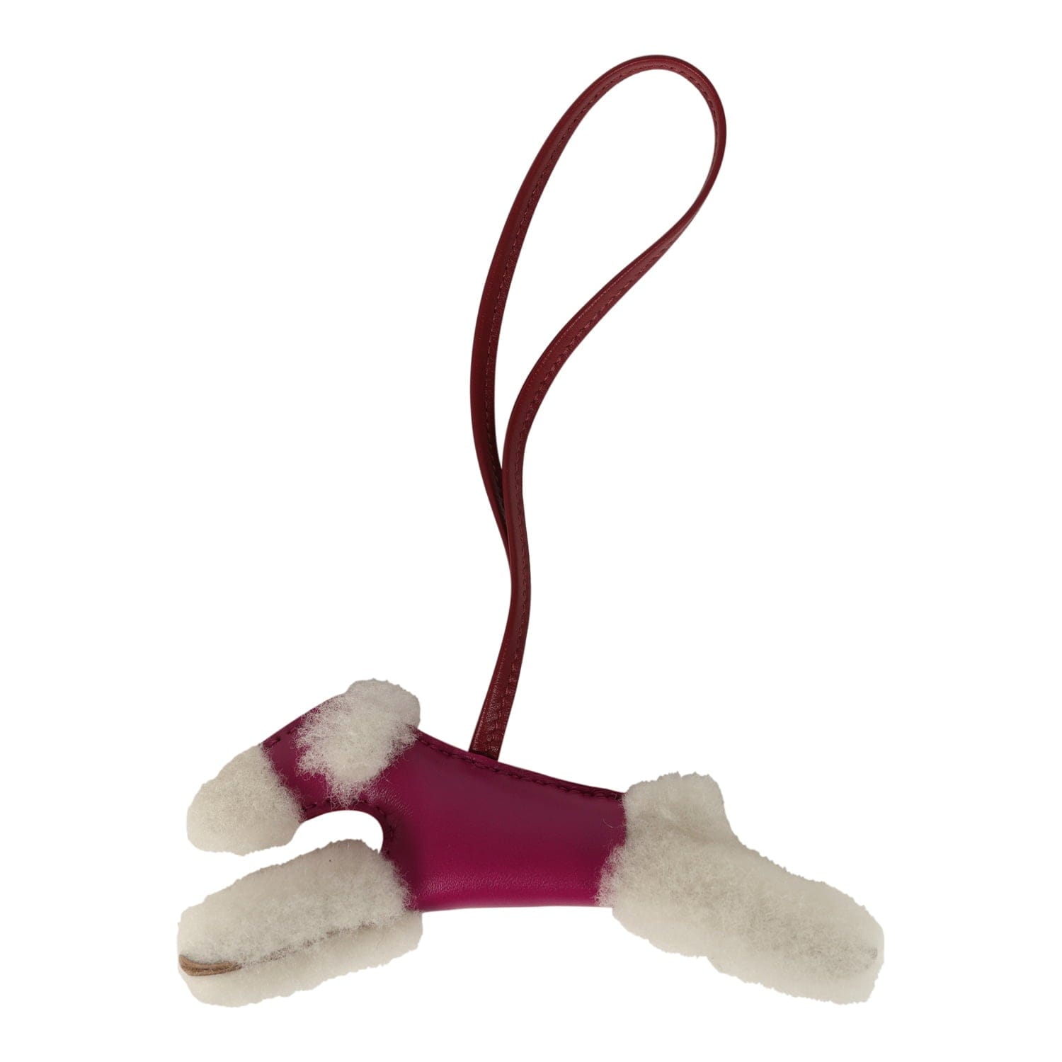 Hermes Budy Charm Ecru, Rose Pourpre, Rouge Grenat Milo Lambskin and Merino Wool
