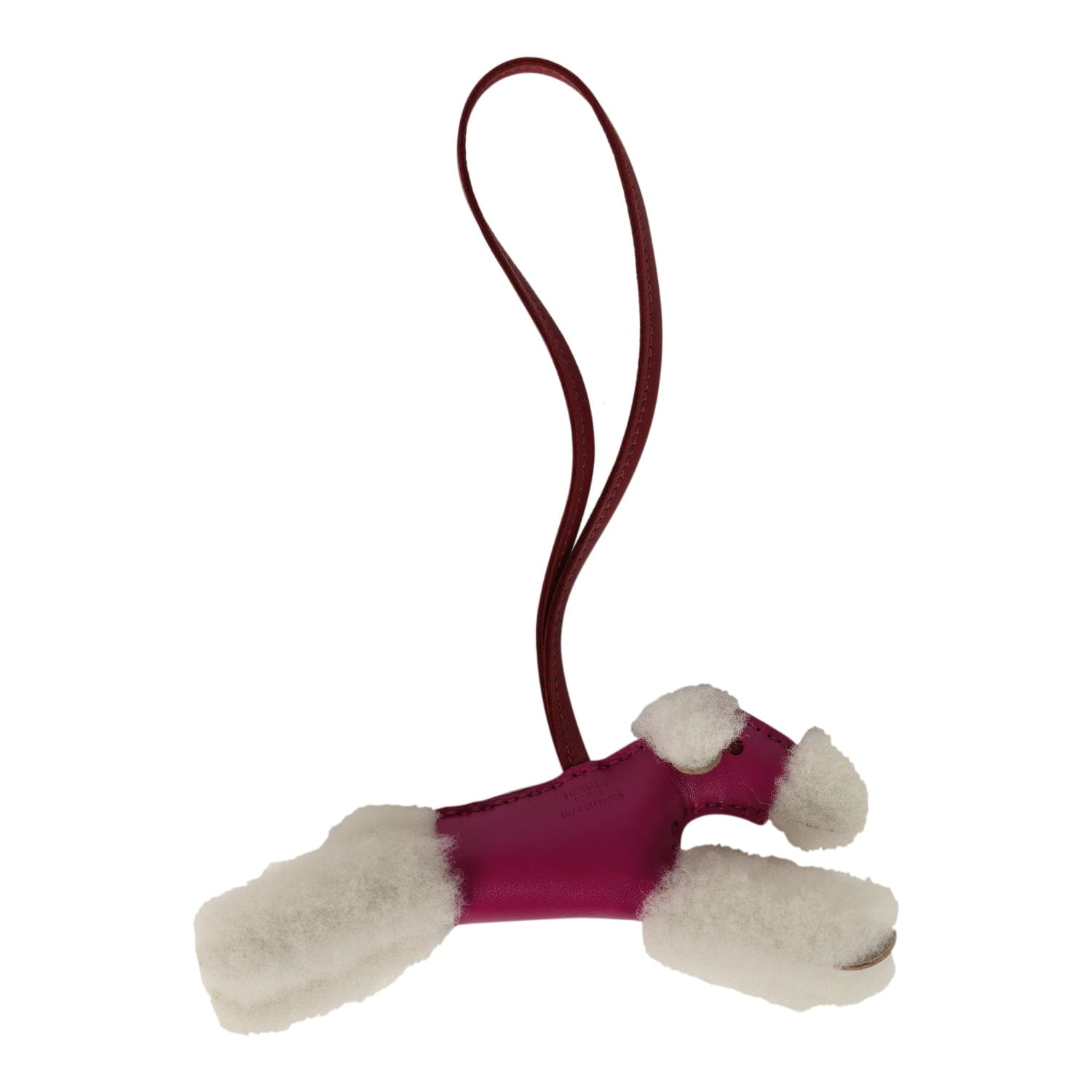Hermes Budy Charm Ecru, Rose Pourpre, Rouge Grenat Milo Lambskin and Merino Wool