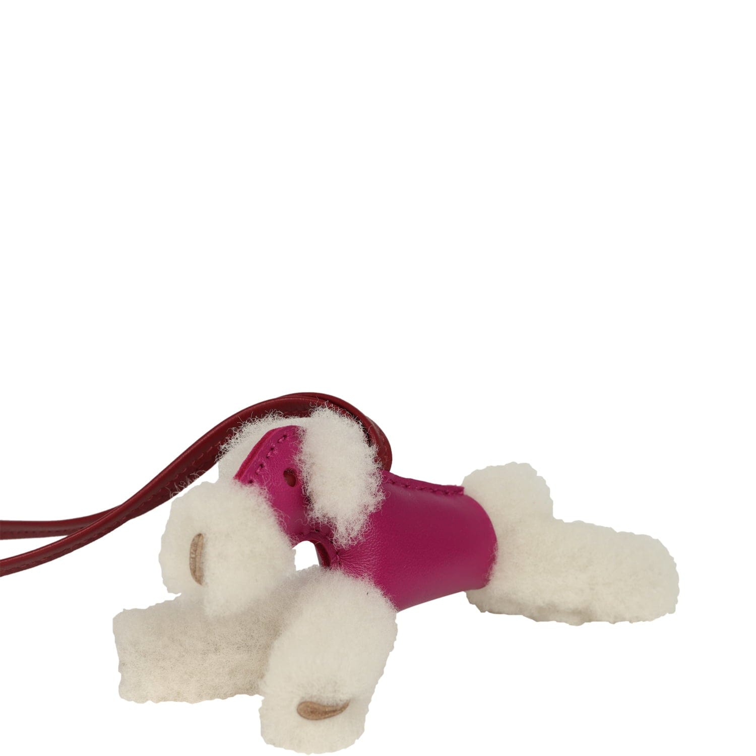 Hermes Budy Charm Ecru, Rose Pourpre, Rouge Grenat Milo Lambskin and Merino Wool
