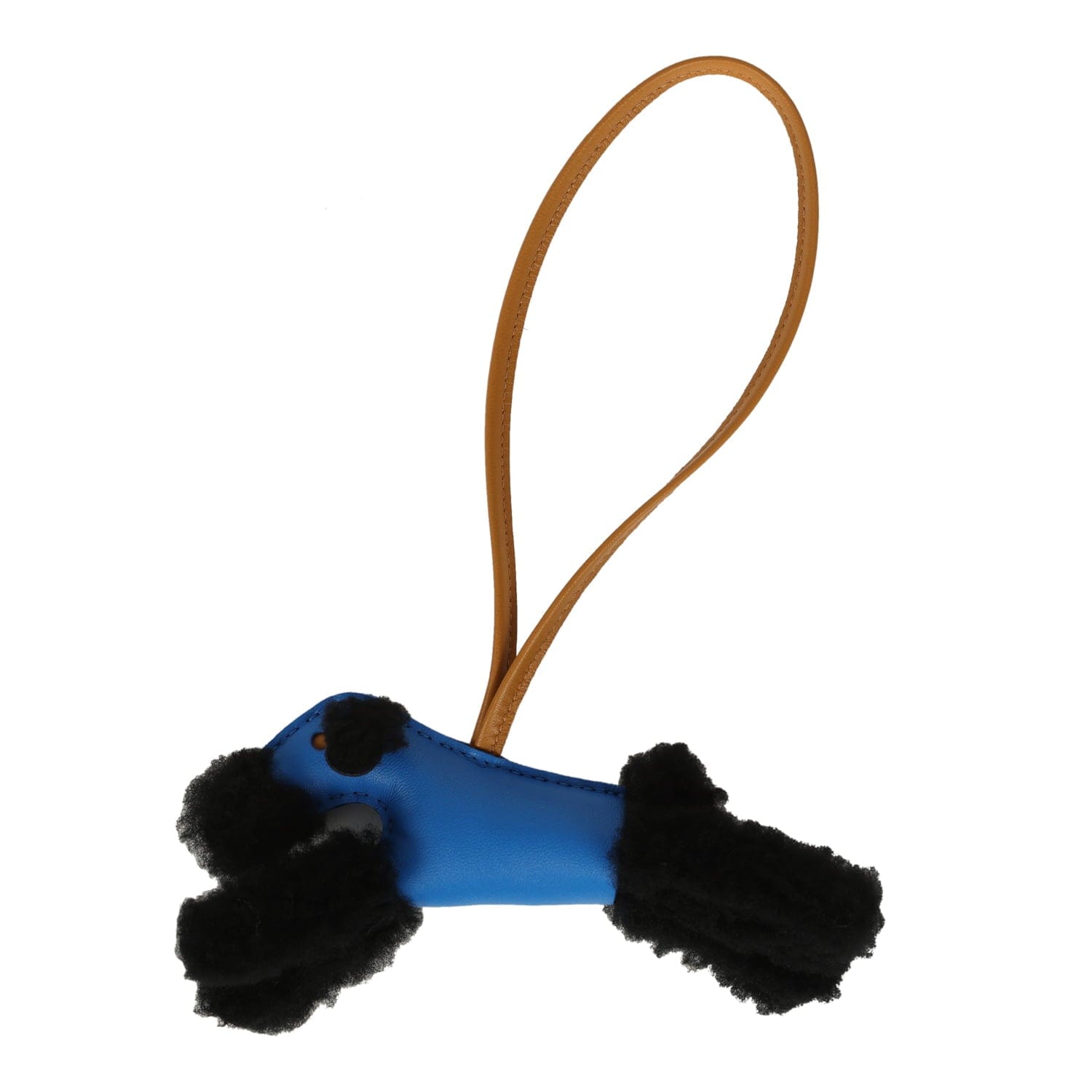 Hermes Budy Charm Bleu Hydra, Sesame, Black Milo Lambskin and Merino Wool