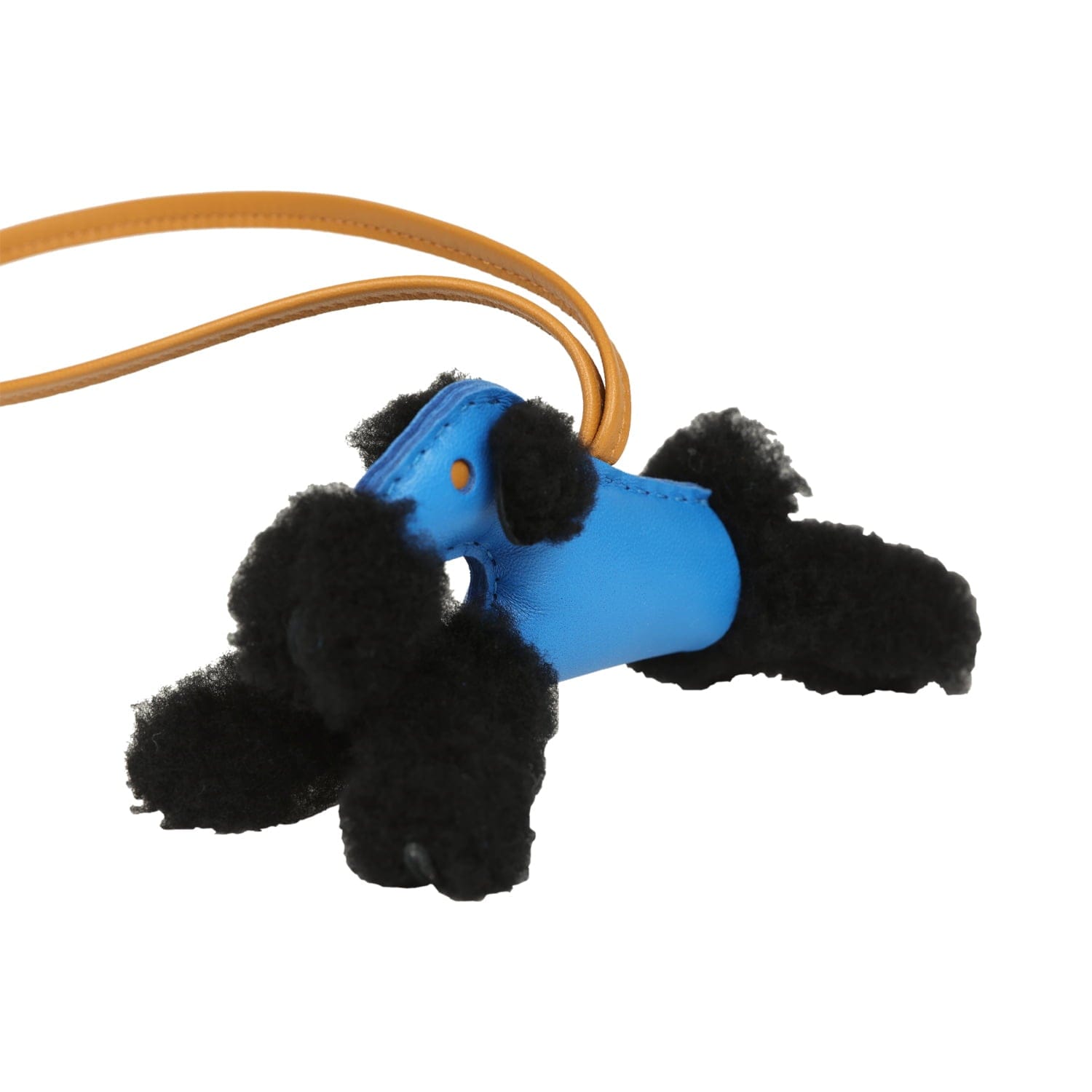Hermes Budy Charm Bleu Hydra, Sesame, Black Milo Lambskin and Merino Wool
