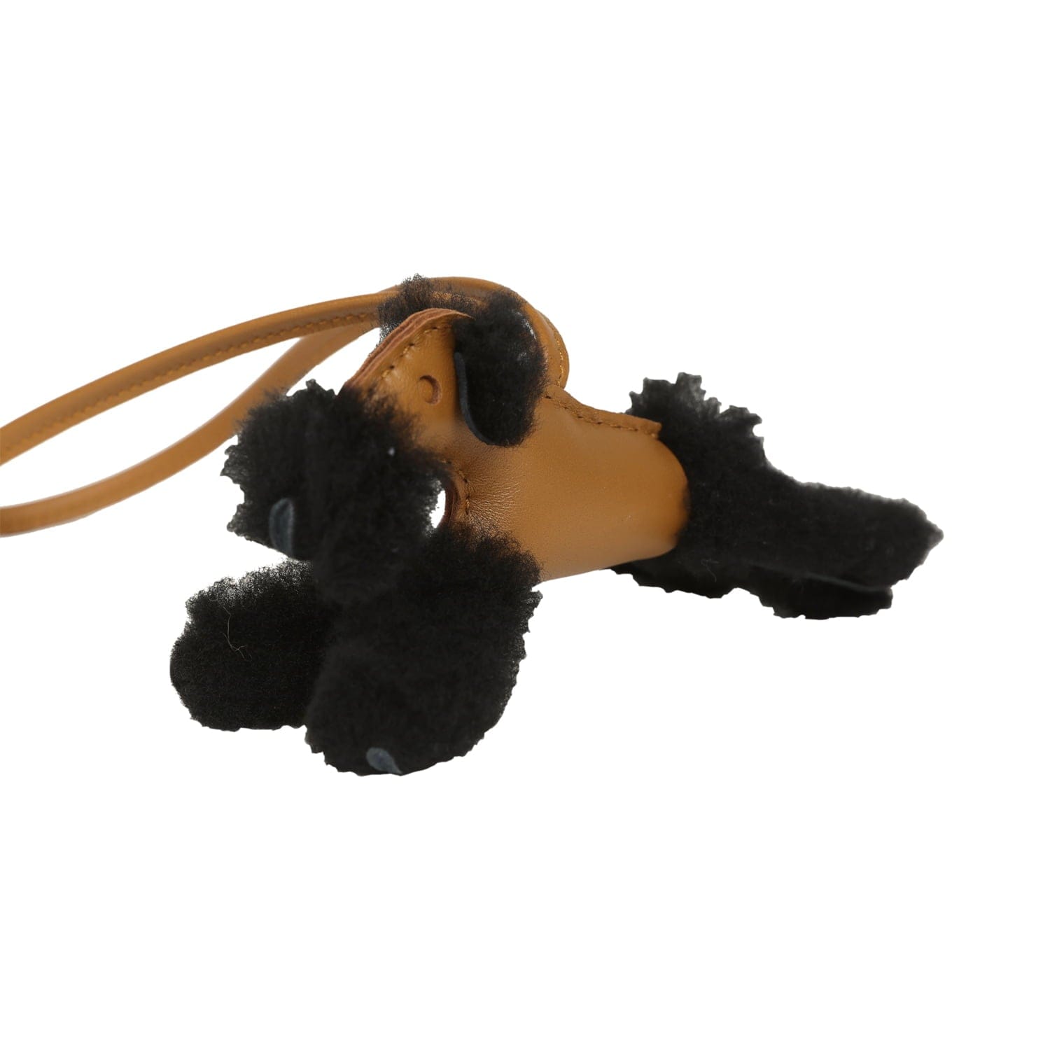 Hermes Budy Charm Kraft and Black Milo Lambskin and Merino Sheepskin
