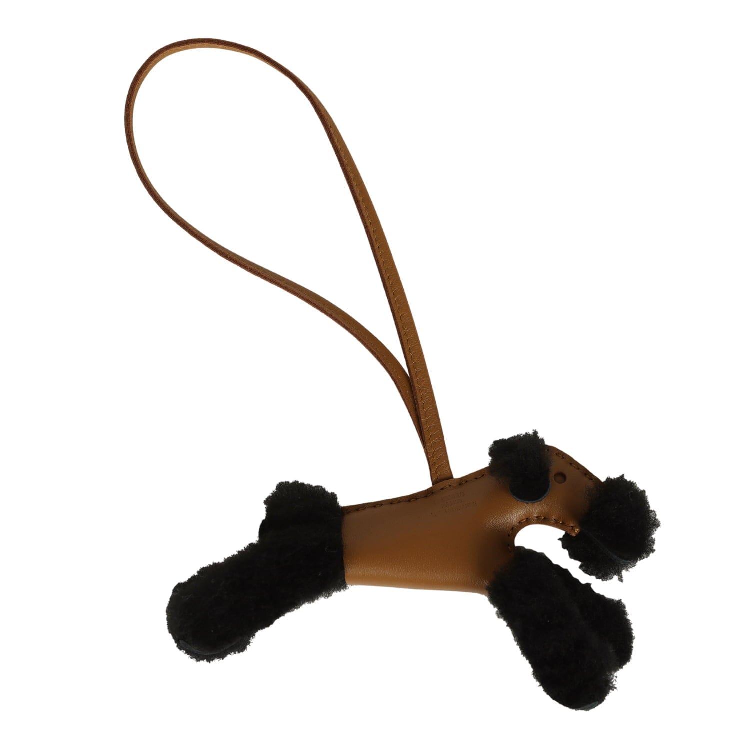 Hermes Budy Charm Kraft and Black Milo Lambskin and Merino Sheepskin