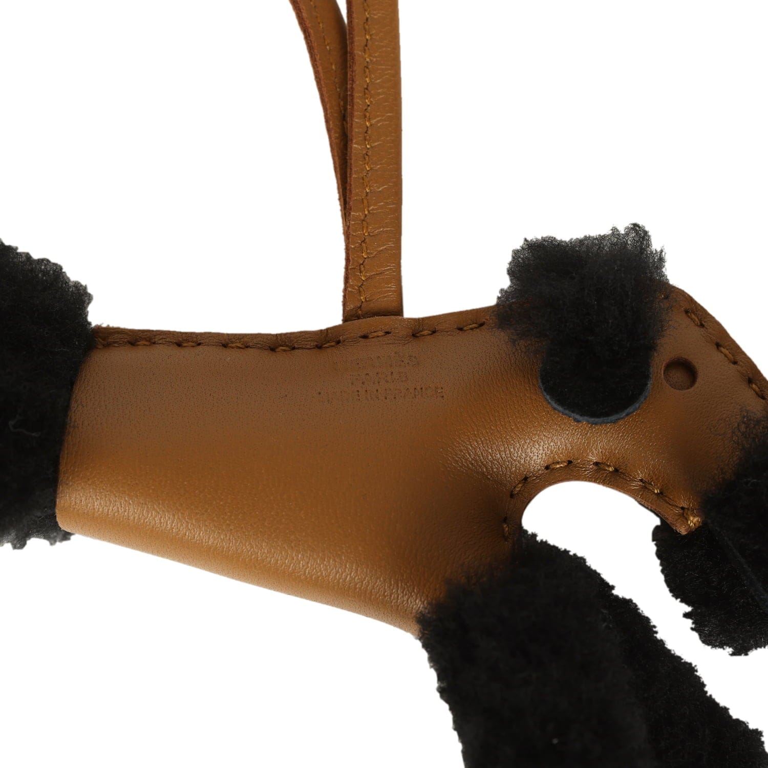 Hermes Budy Charm Kraft and Black Milo Lambskin and Merino Sheepskin