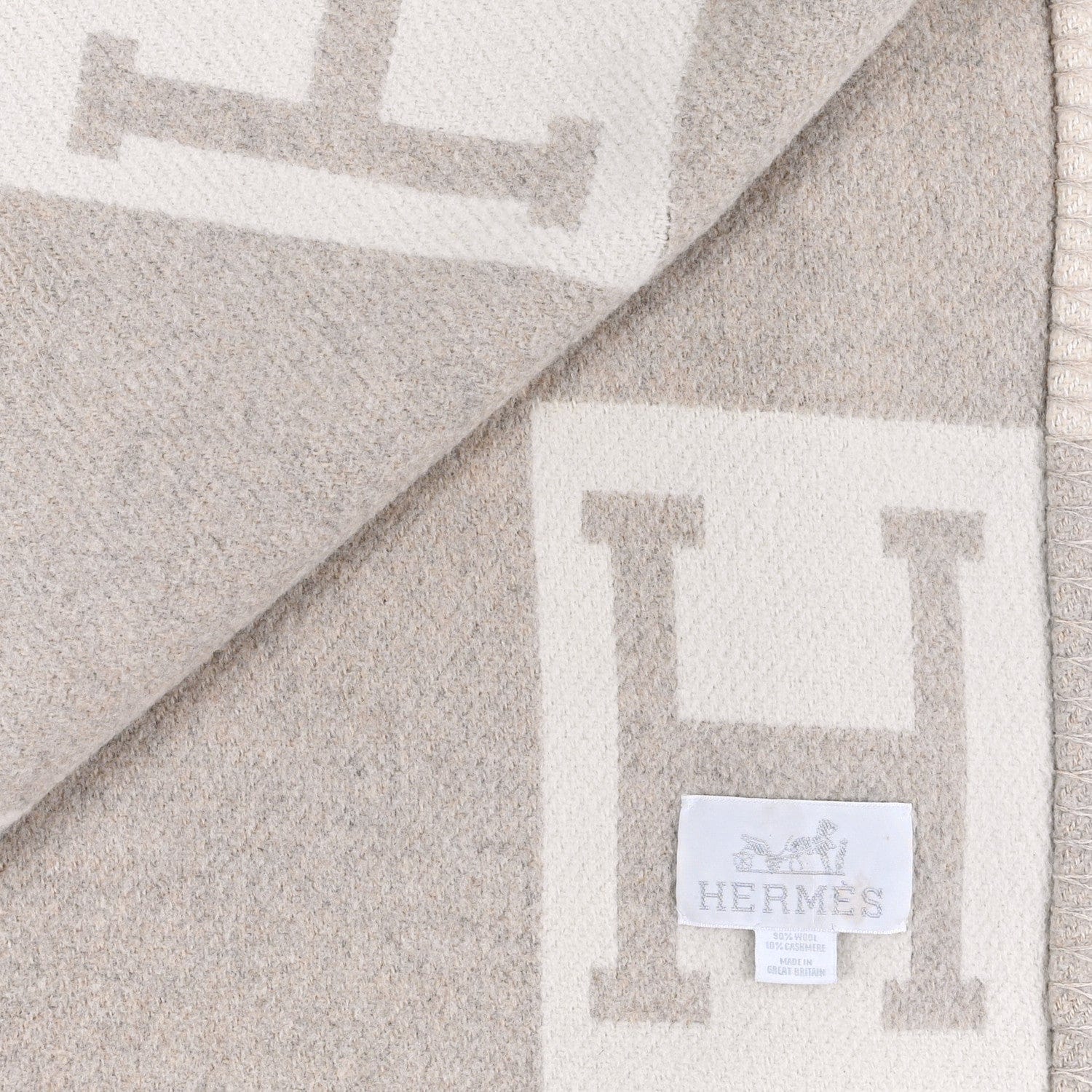 Hermes Wool Cashmere Avalon III Blanket Coco Camomille