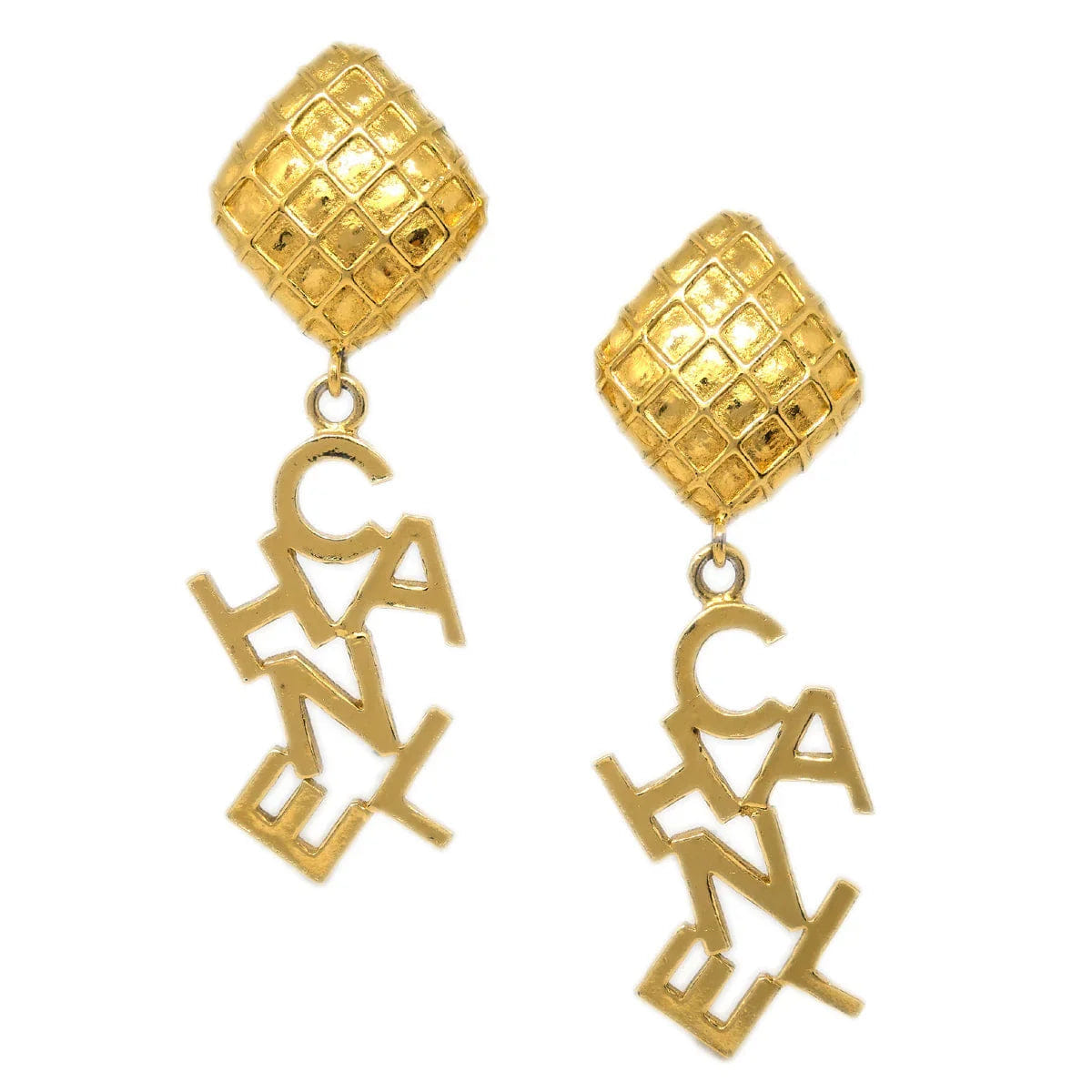 Chanel Gold Dangle Earrings Clip - On