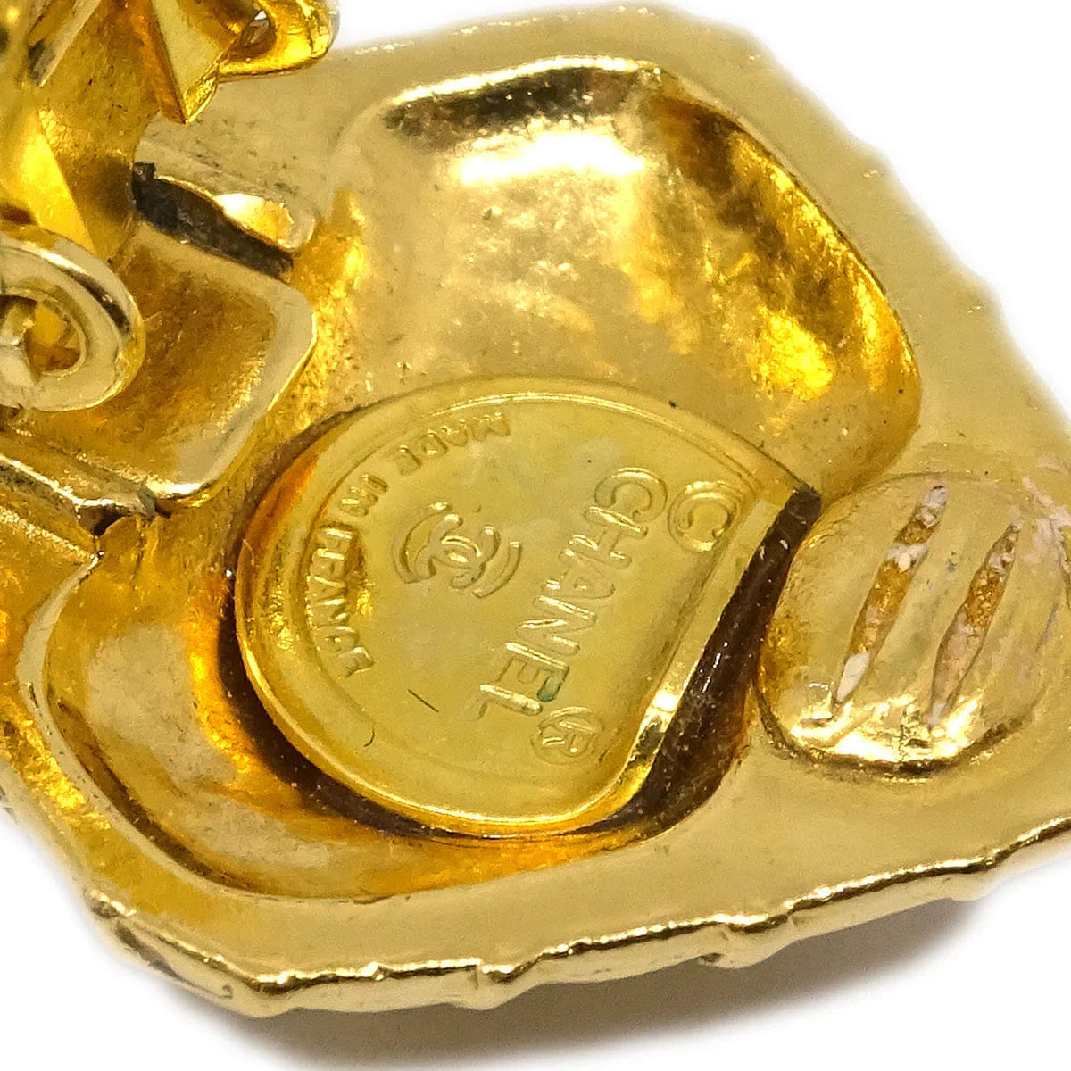 Chanel Gold Dangle Earrings Clip - On