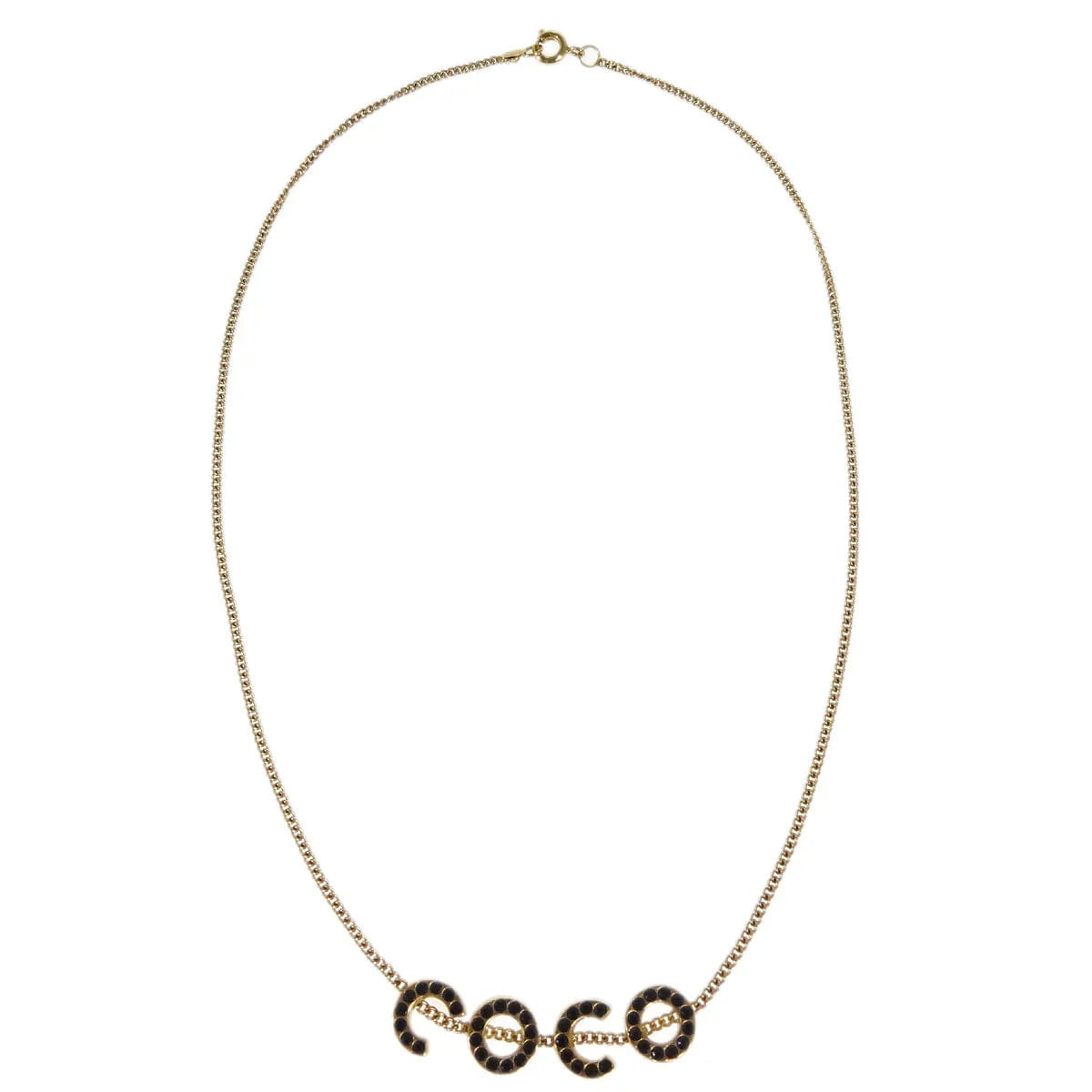 Chanel COCO Pendant Necklace Rhinestone Gold 01A