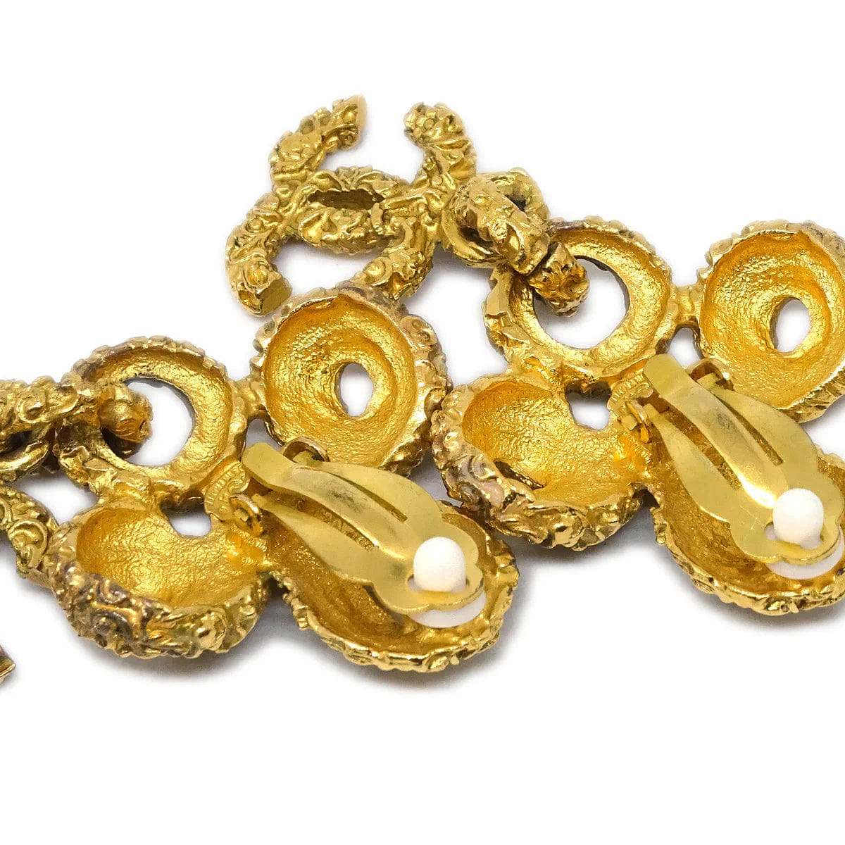 Chanel Dangle Earrings Clip - On Gold 93A
