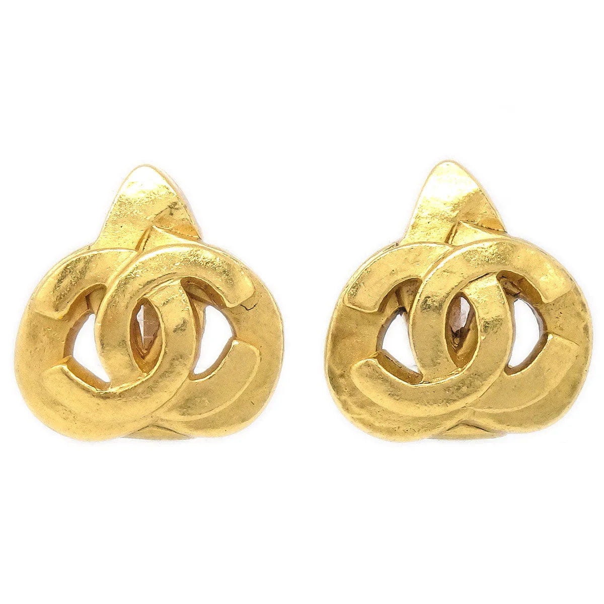 Chanel 1997 Heart Earrings Gold Clip - On Medium 97P
