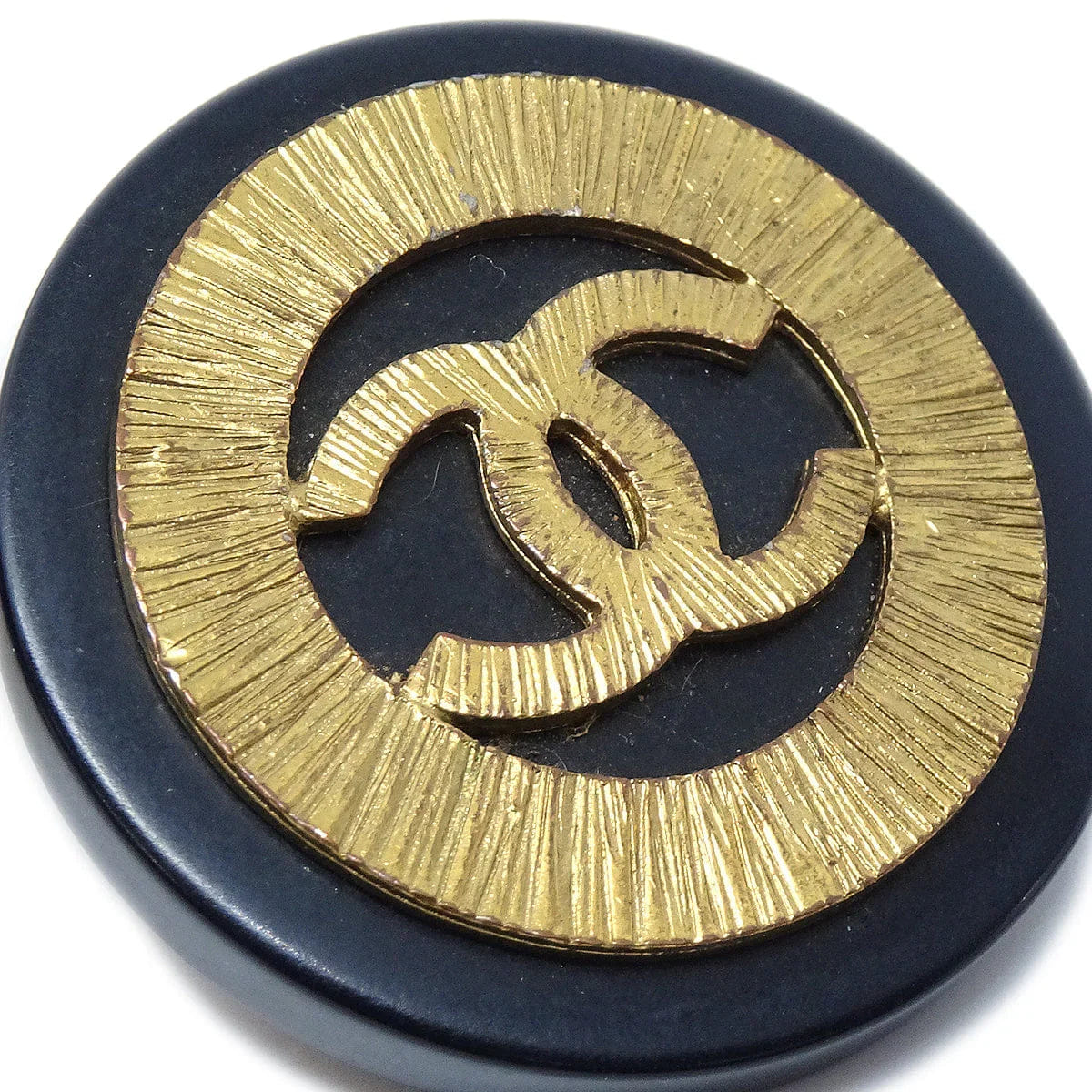 Chanel Button Earrings Black Clip - On 28
