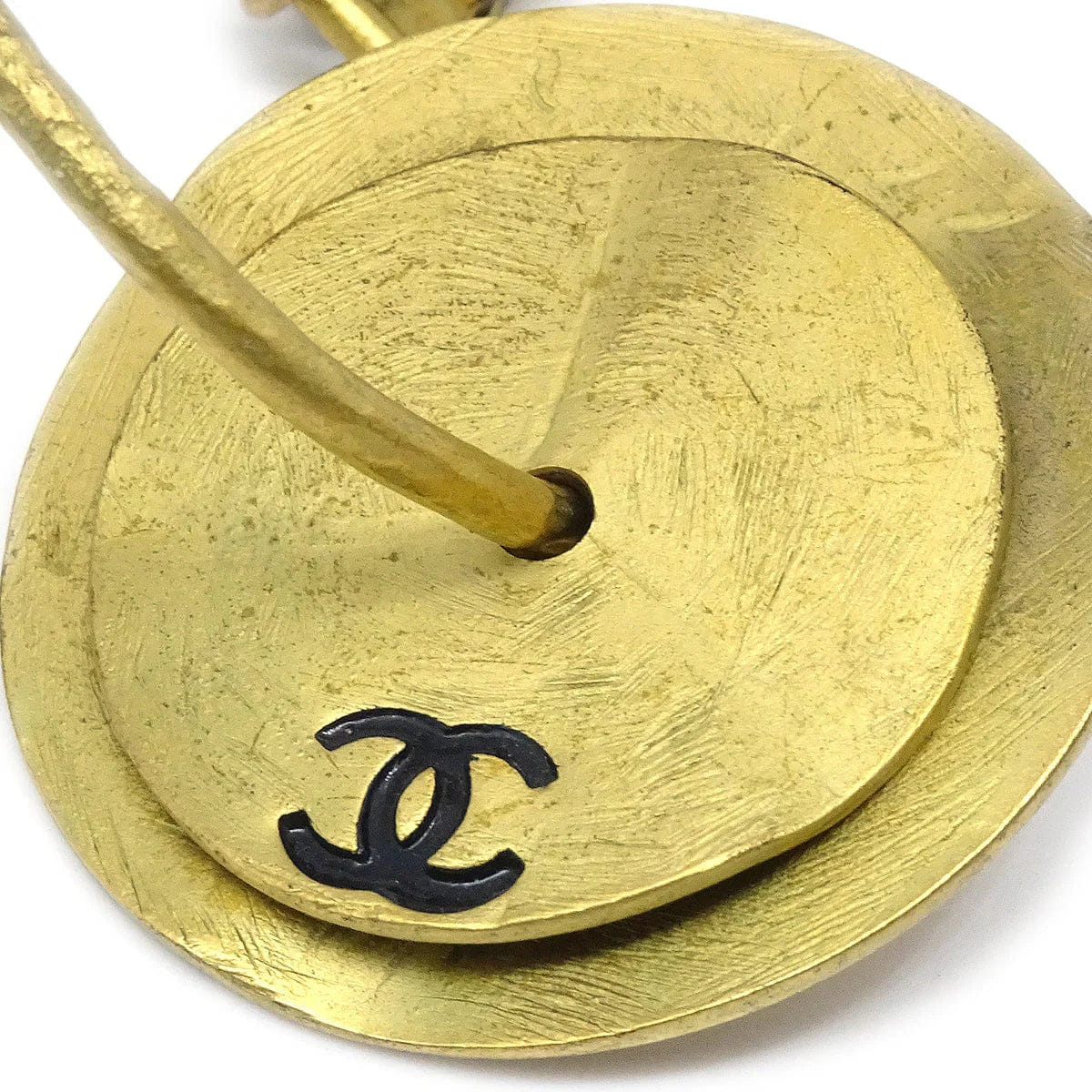 Chanel Dangle Hoop Earrings Clip - On Gold 94A