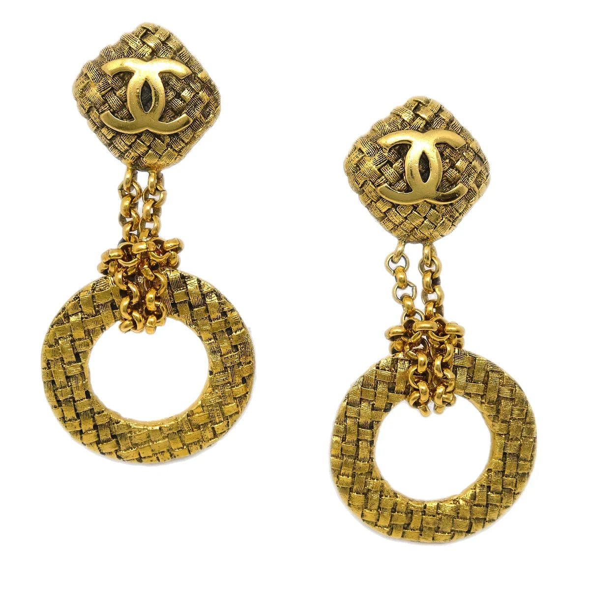 Chanel Hoop Dangle Earrings Clip - On Gold 29/2881
