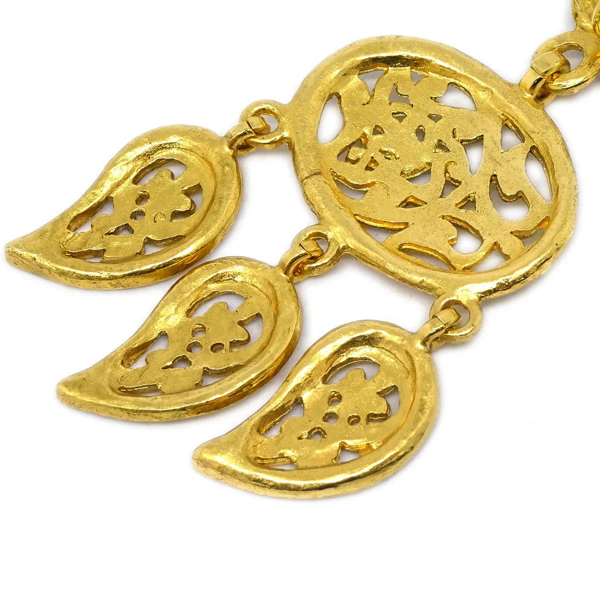 Chanel Fringe Dangle Earrings Clip - On Gold 95A