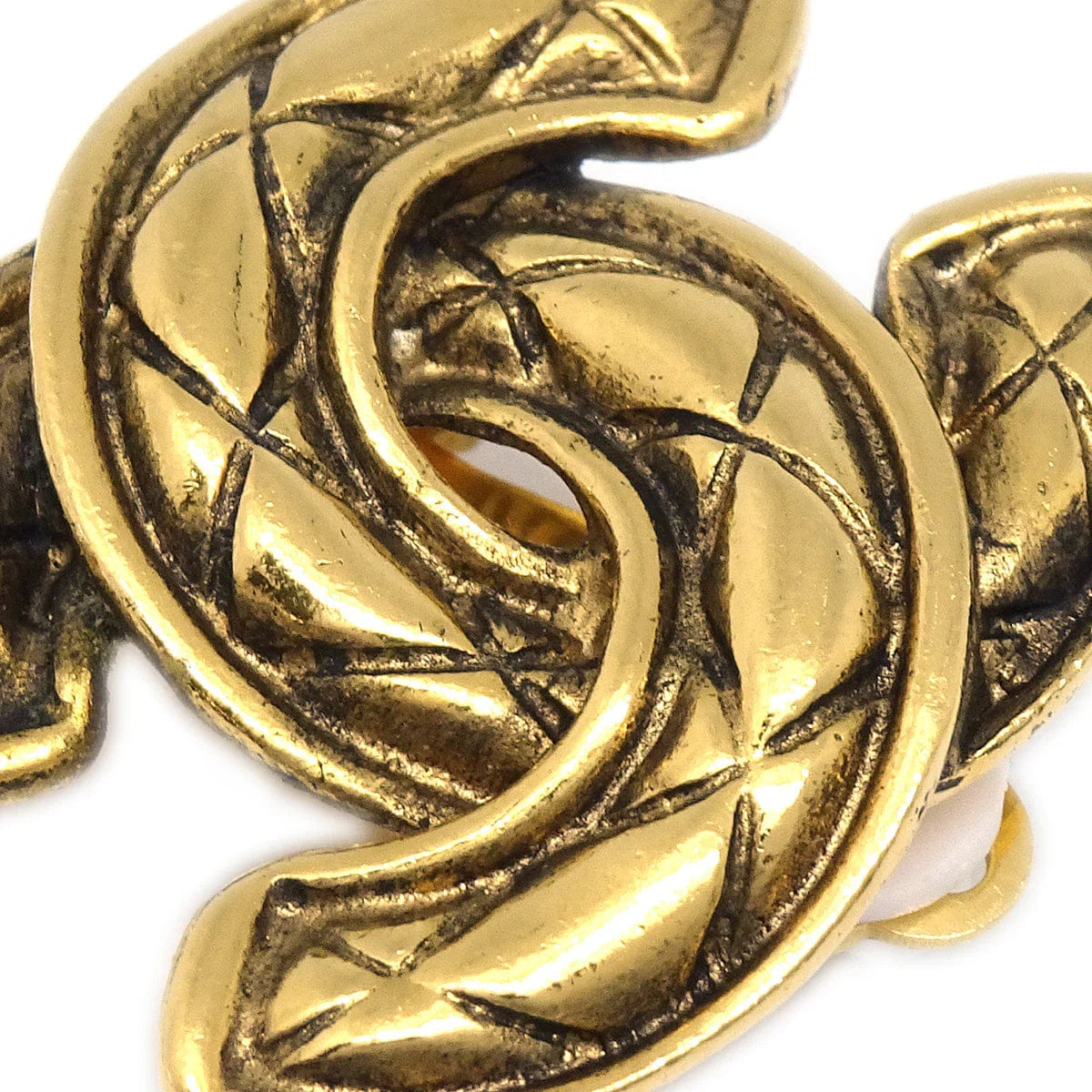 Chanel Quilted Earrings Clip - On Gold 2459