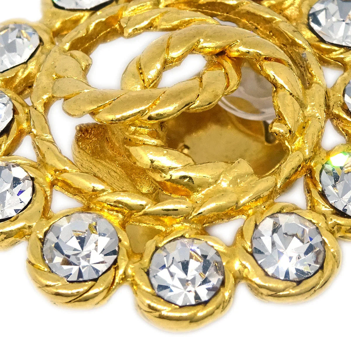 Chanel Gold Earrings Clip - On Rhinestone 29