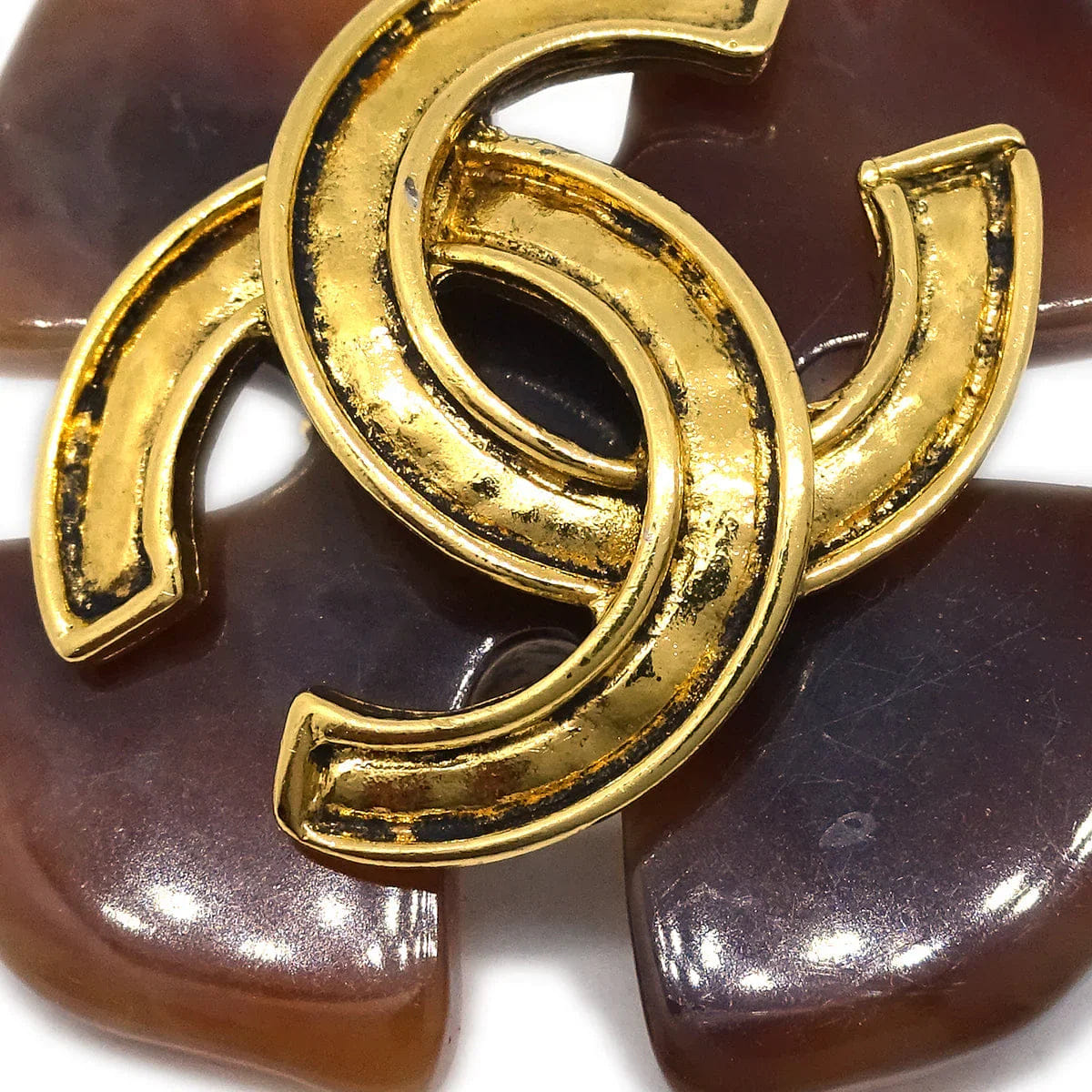 Chanel Clover Earrings Clip - On Brown 94P