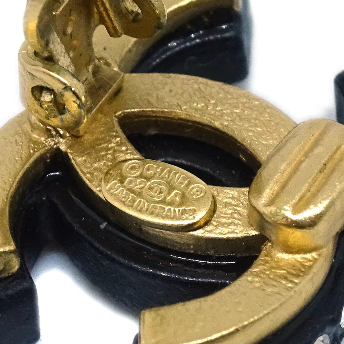 Chanel Black CC Earrings Rhinestone Clip - On 02A