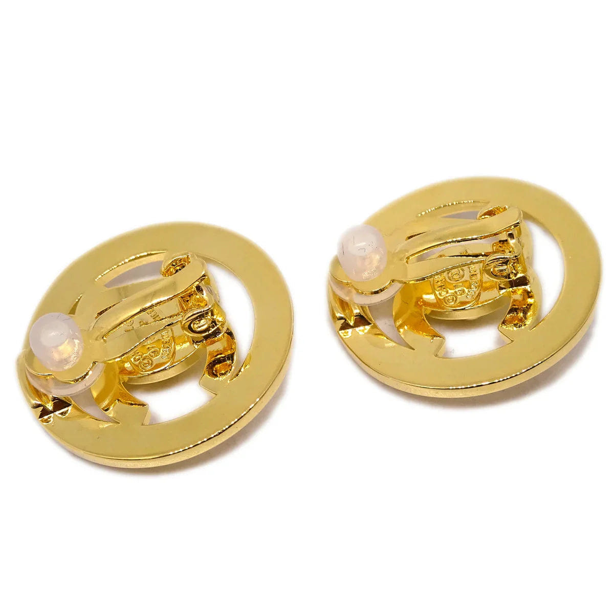 Chanel CC Turnlock Button Earrings Gold Clip - On 97P