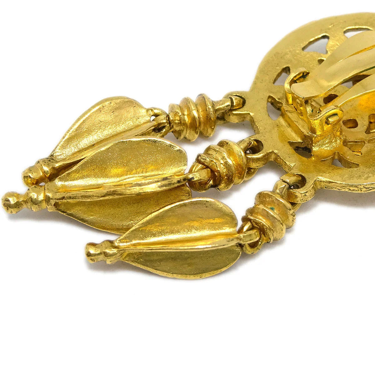 Chanel Fretwork Paisley Earrings Gold Clip - On 95A