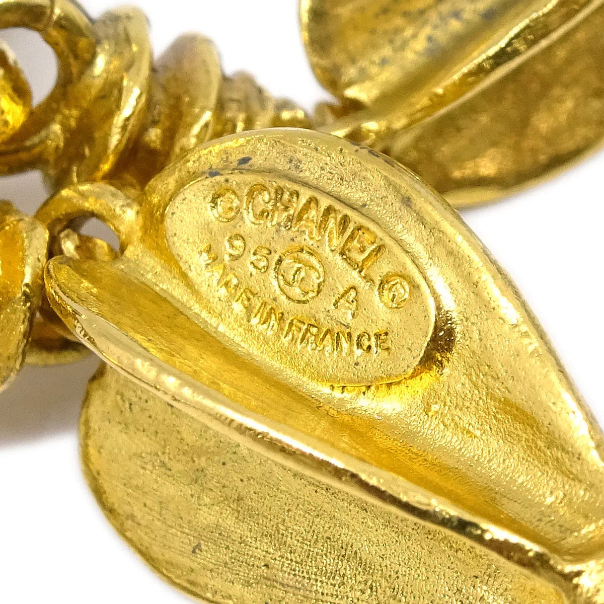 Chanel Fretwork Paisley Earrings Gold Clip - On 95A