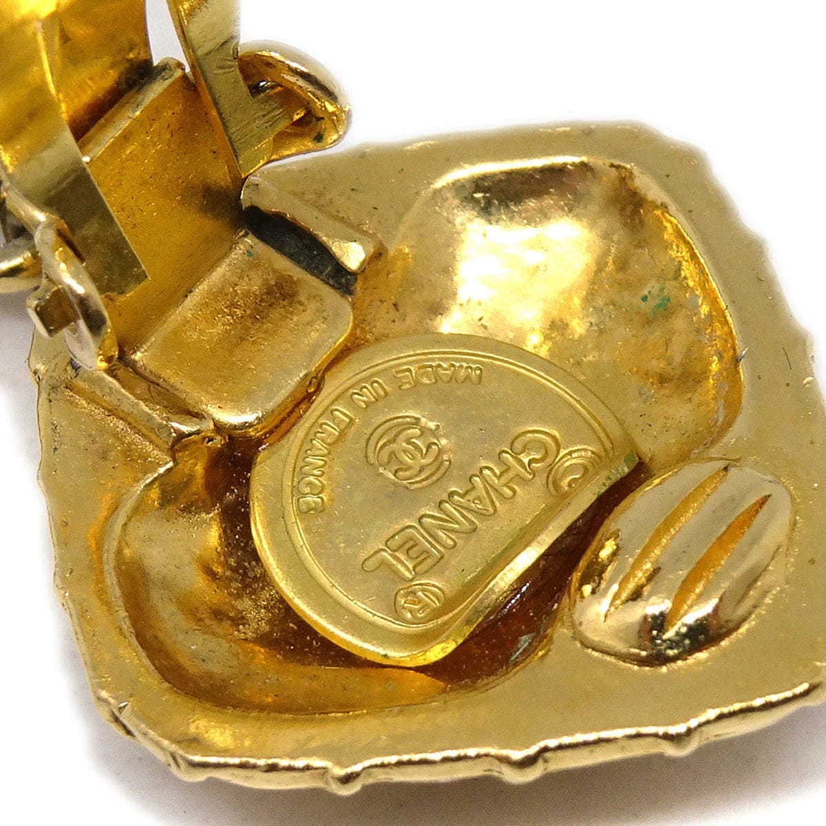 Chanel Mademoiselle Dangle Earrings Clip - On Gold