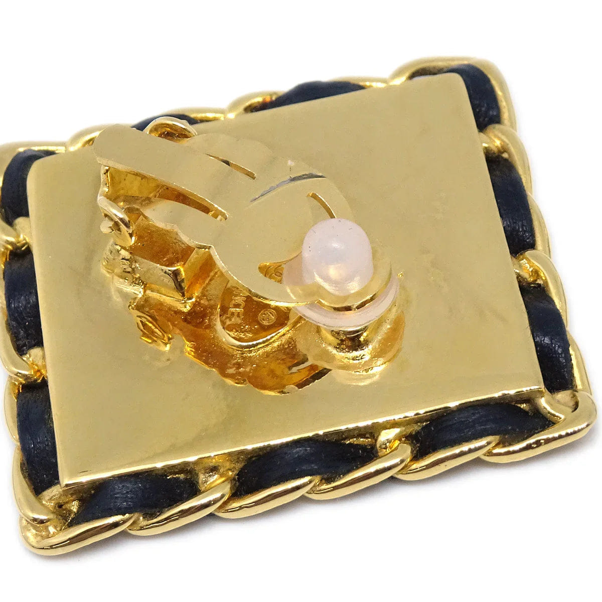 Chanel Chain Around Rectangular Earrings Clip - On Gold 26