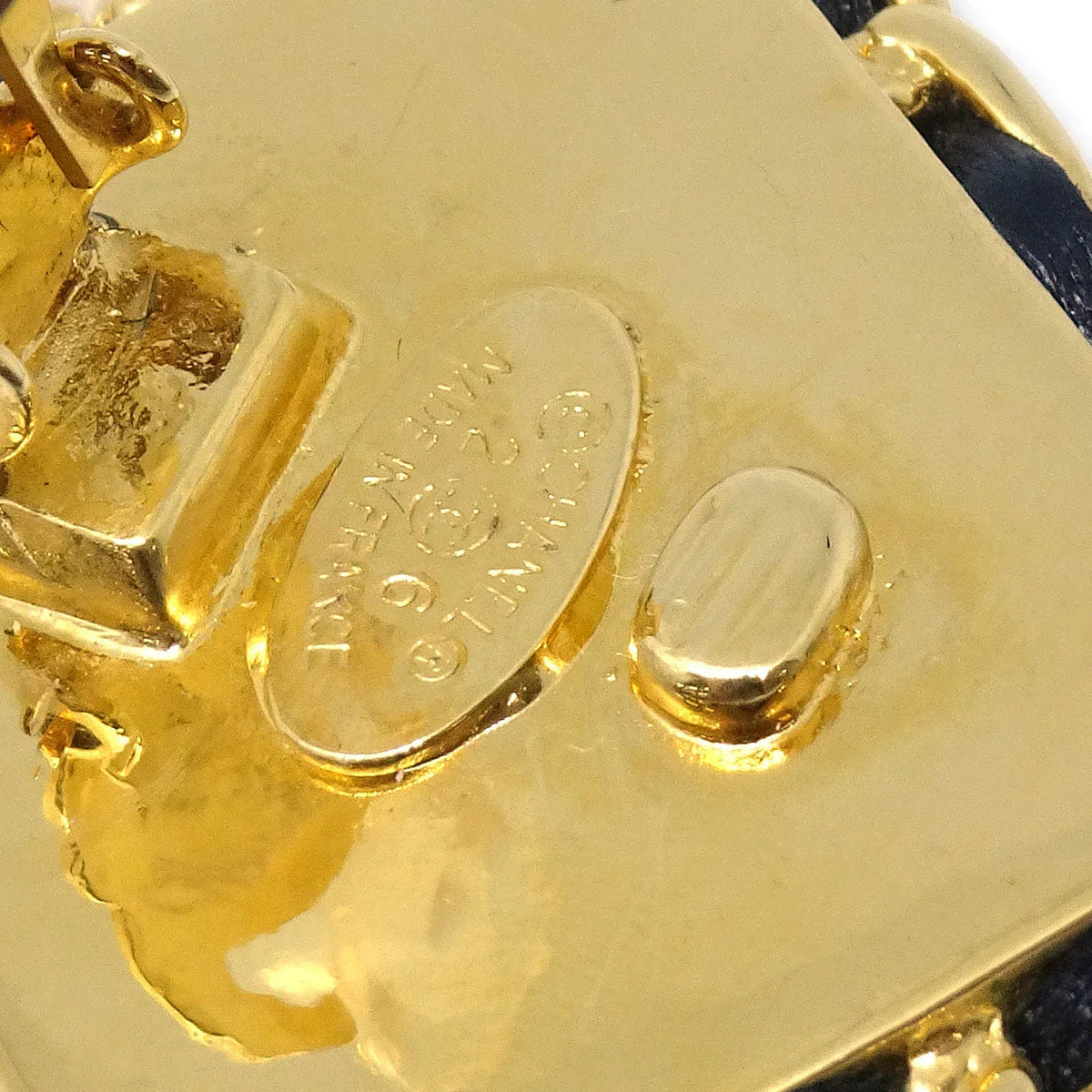 Chanel Chain Around Rectangular Earrings Clip - On Gold 26