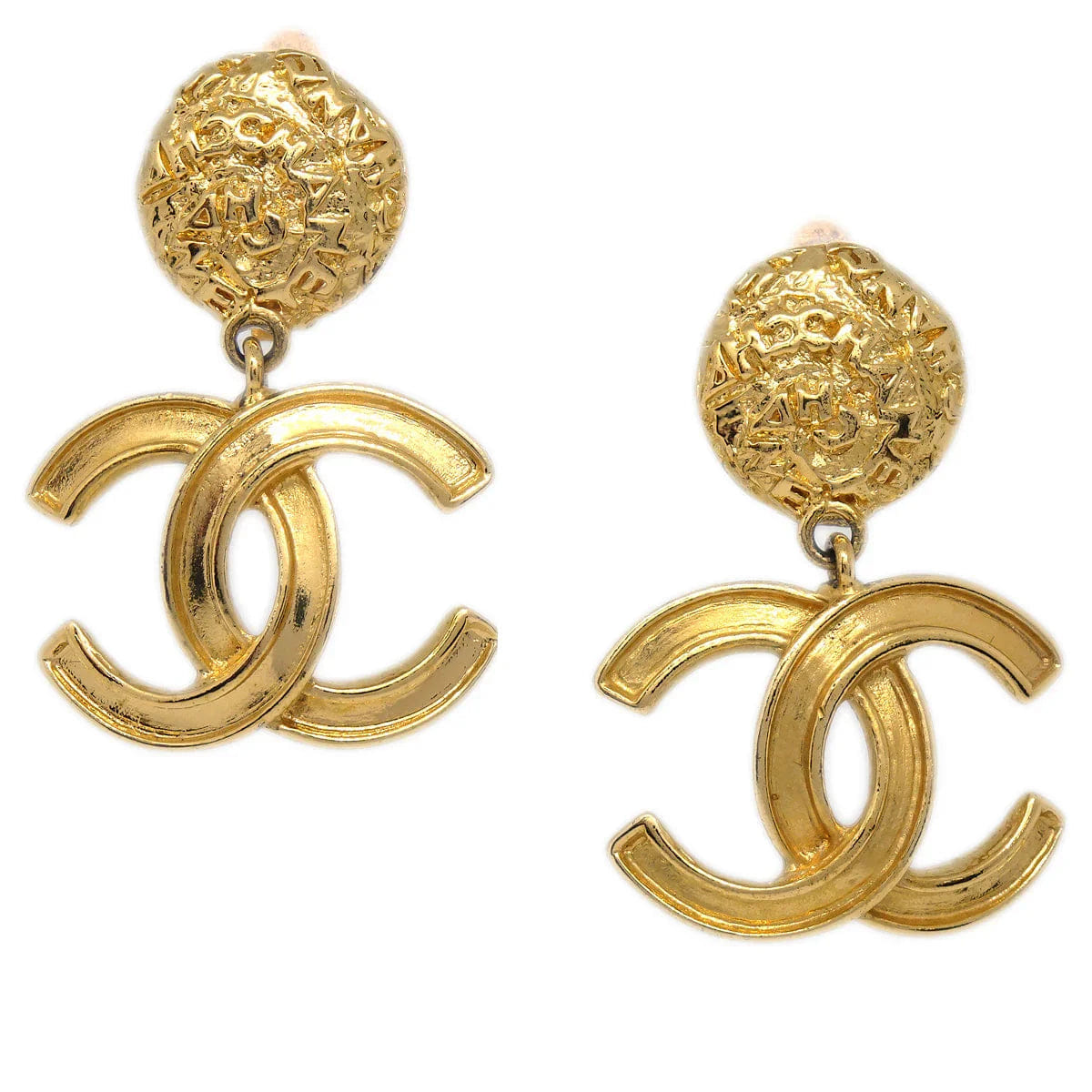 Chanel CC Dangle Earrings Clip - On Gold 95A