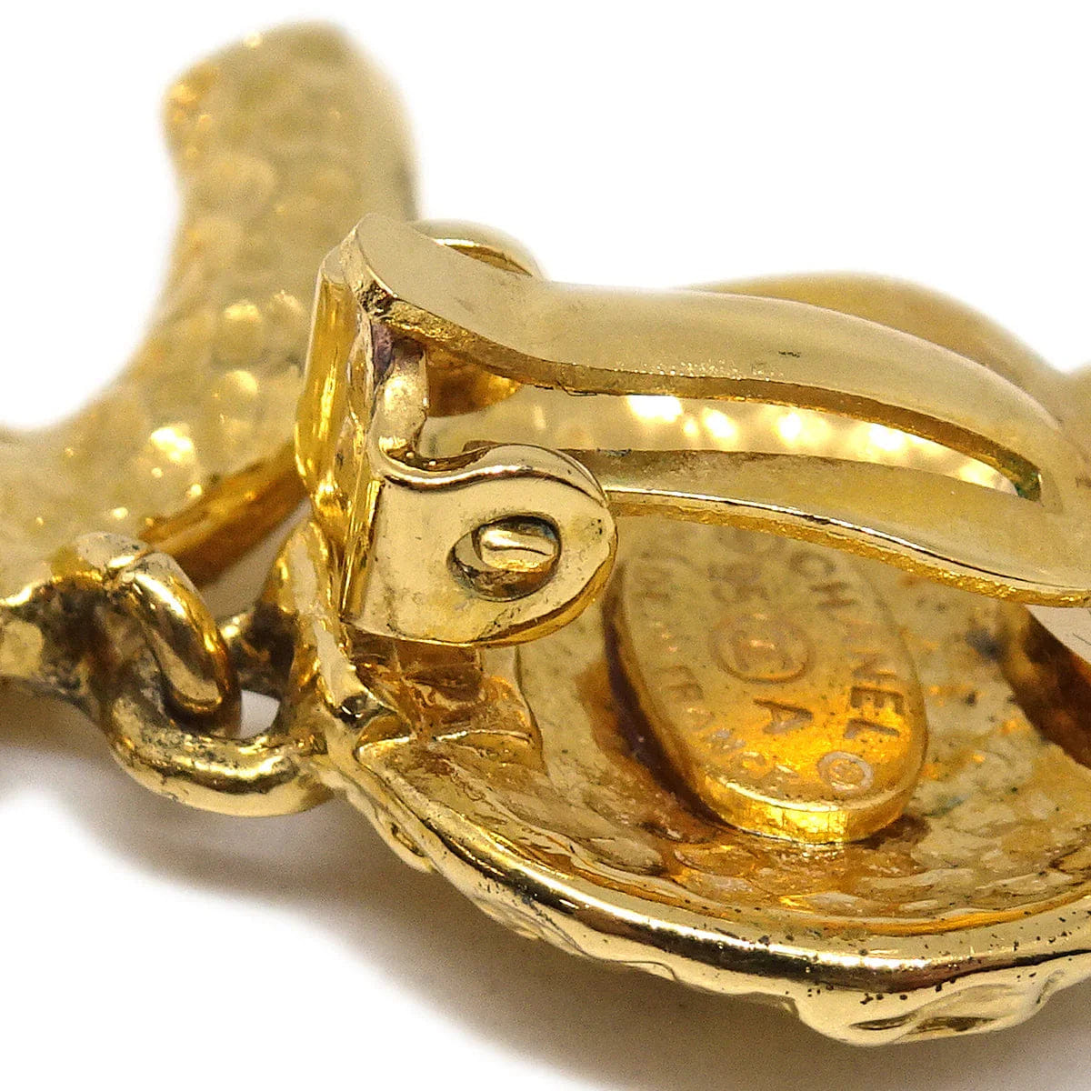 Chanel CC Dangle Earrings Clip - On Gold 95A