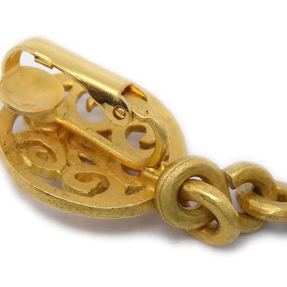 Chanel Bell Dangle Earrings Clip - On Gold 96P