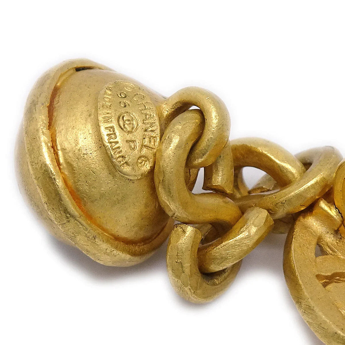 Chanel Bell Dangle Earrings Clip - On Gold 96P