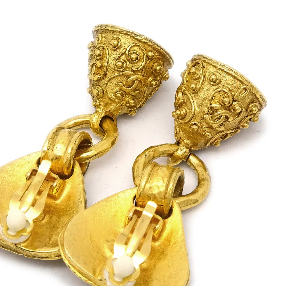 Chanel 1994 Filigree Bell Dangle Earrings Clip - On