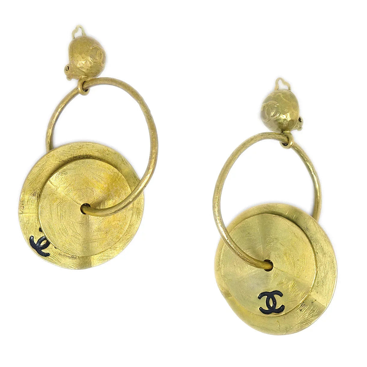 Chanel 1994 Hoop Earrings Clip - On Gold 94A