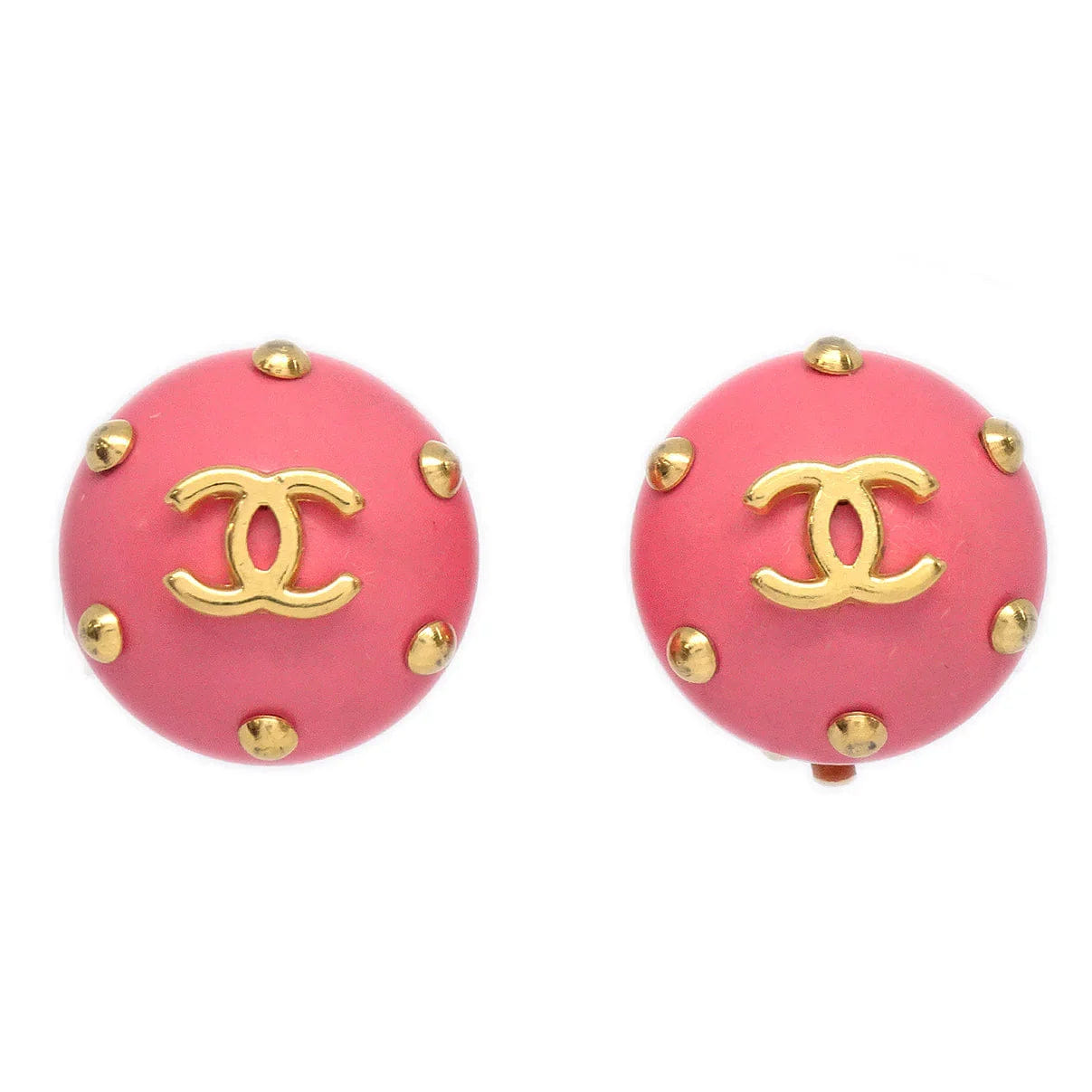 Chanel Studded Earrings Pink Clip - On 96C